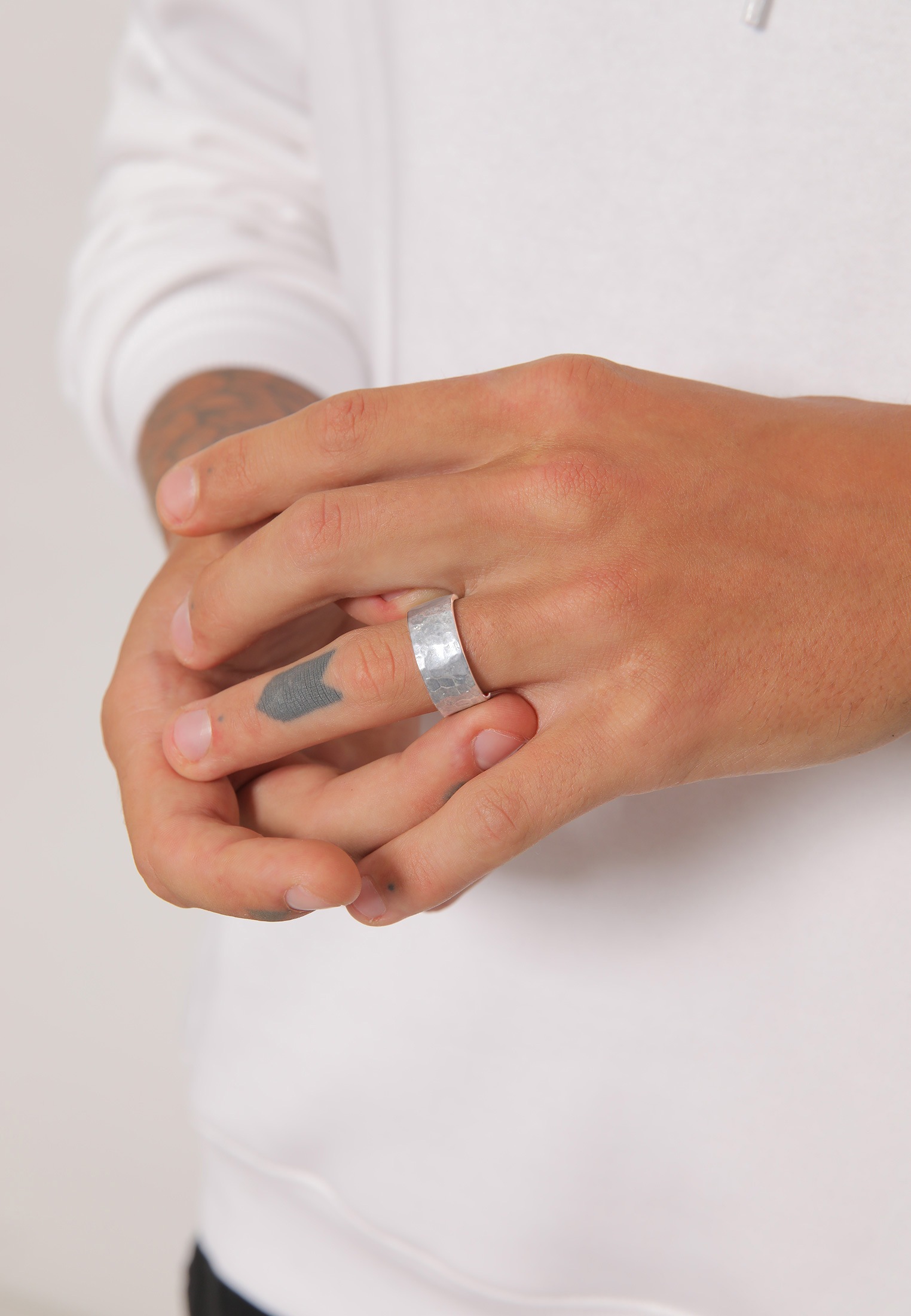 Kuzzoi Silberring »Ring Herren Gehämmert Markant Matt 925 Silber«