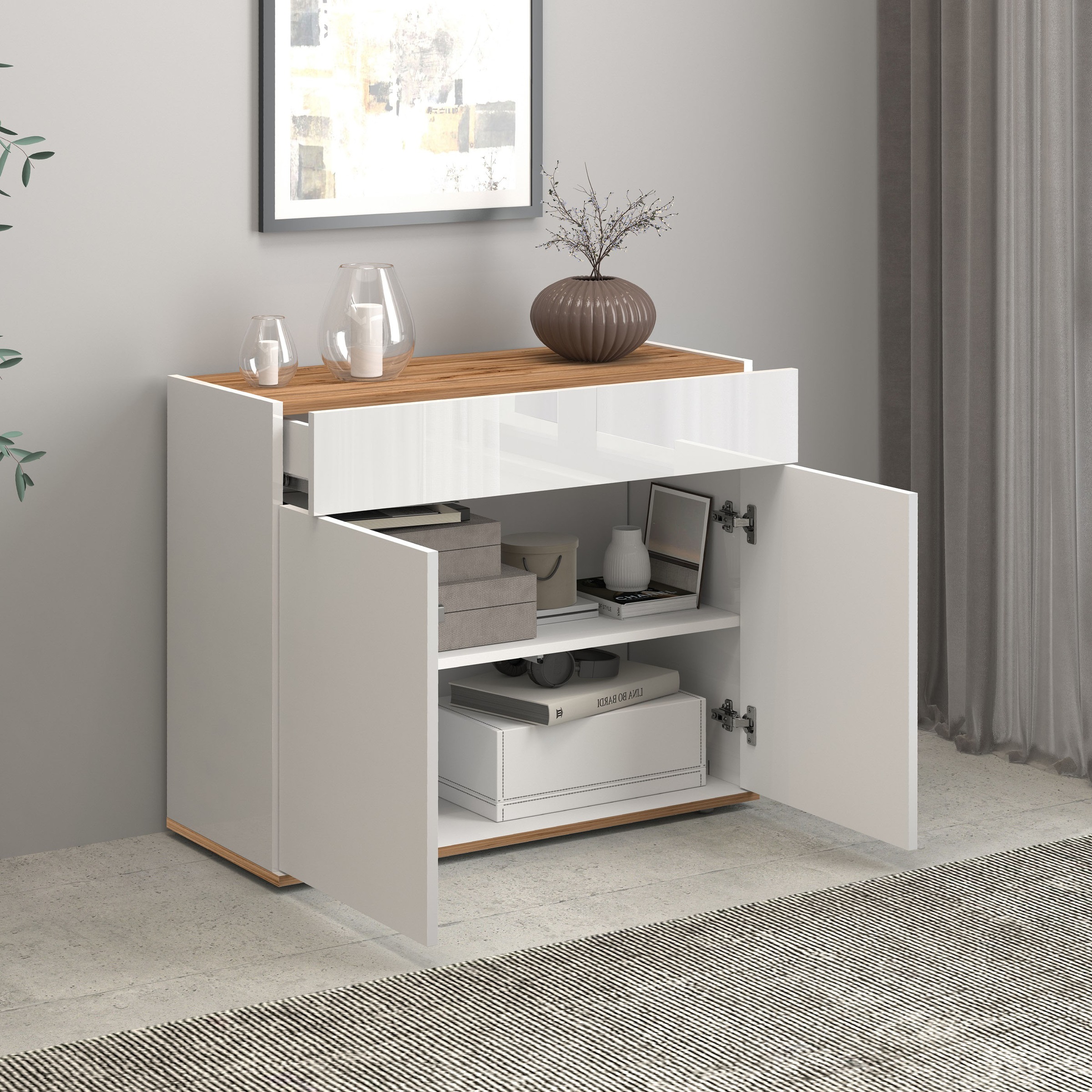 INOSIGN Sideboard »Garda, Kommode, Schrank, Kredenz«, 2 Türen, 1 Schublade,grifflos Breite 80,9 cm