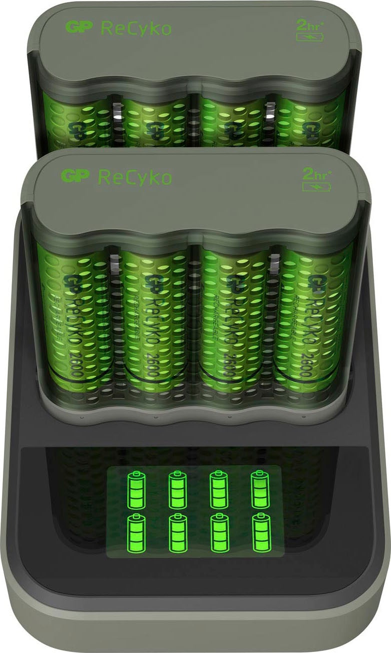 GP Batteries Akku-Ladestation »ReCyko 2x Akku Schnellladegerät mit je 4 AA  Akkus 2600 mAh NiMH« online kaufen bei OTTO