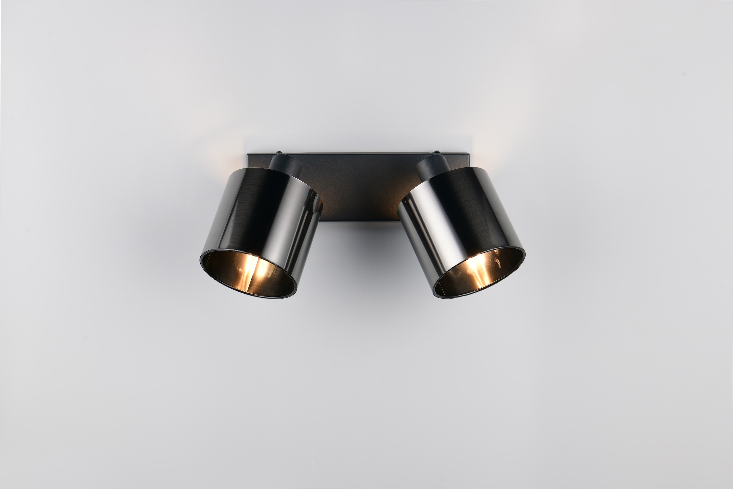 REALITY Leuchten Deckenstrahler »JASON, Deckenspot 2-flammig exkl 2x E14 max 10W, 36x22x12 cm (B/H/T)« E14 1 Stk. warmweiß - kaltweiß 2 verstellbare Strahler, Metall schwarz, Lampenschirm rauchgrau