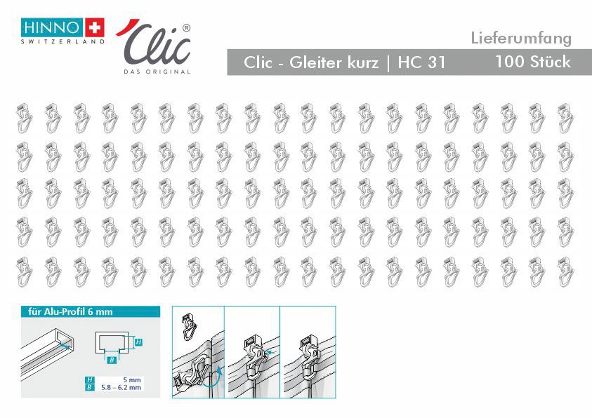 HINNO Klick-Gleiter »hinno-clic HC31«, (100 St.), HINNO Clic-Gleiter
