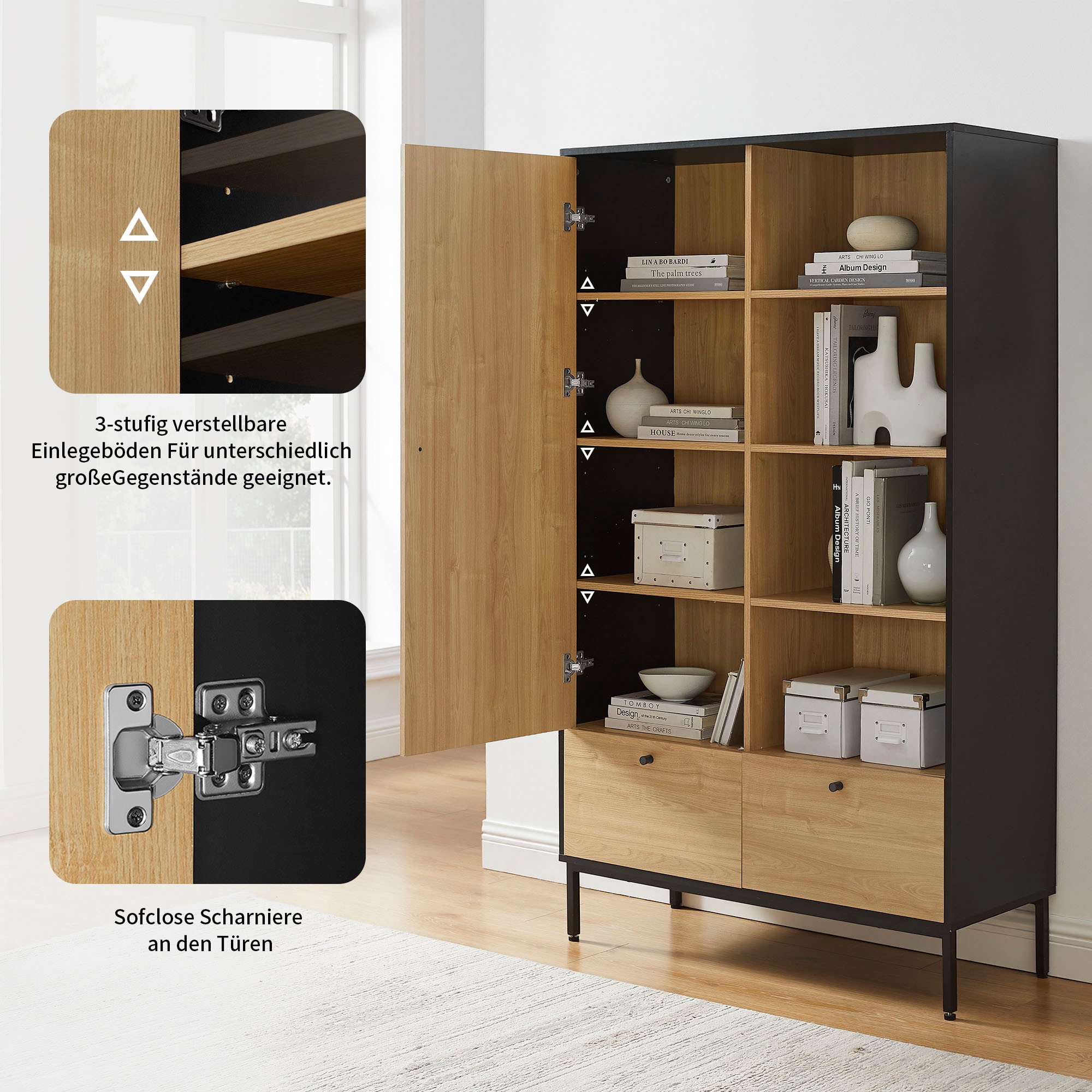 OTTO home Highboard »Tayler« pflegeleichte Melaminoberfläche, Metallgestell, Breite 100 cm