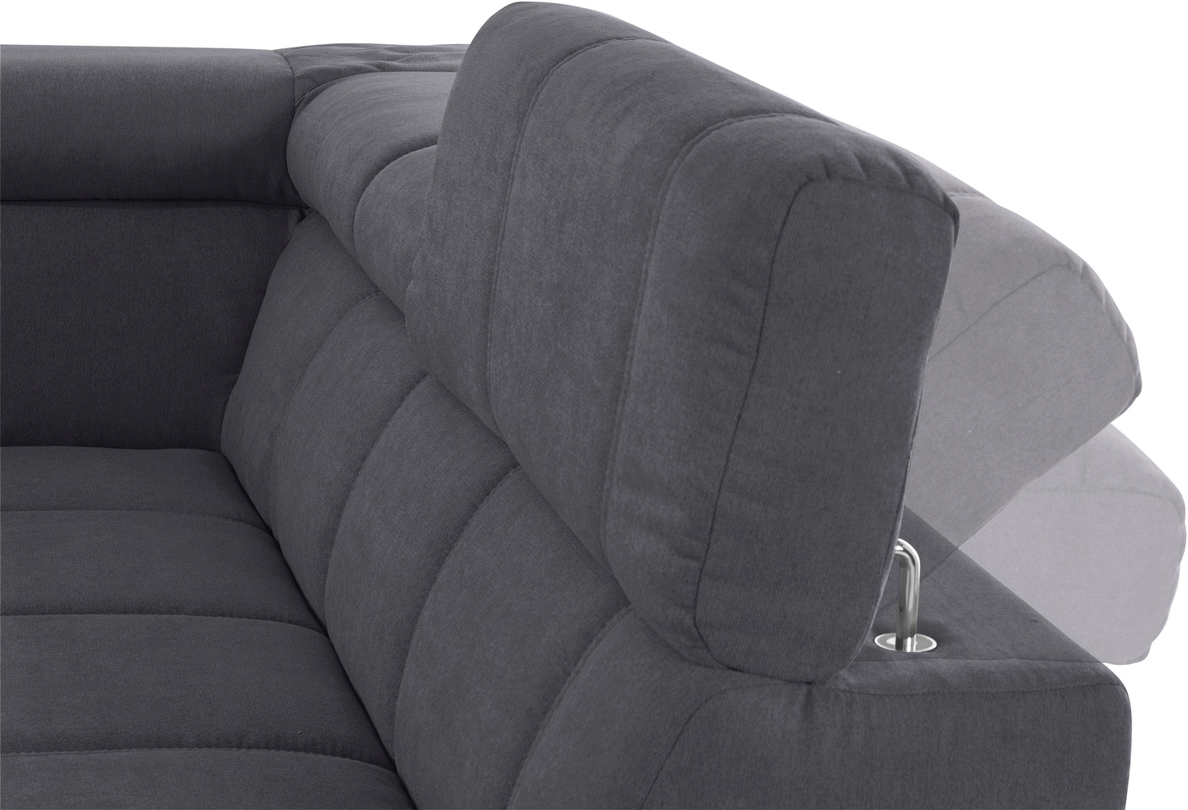 DOMO collection Ecksofa »Brandon L-Form, auch in Leder« inklusive Kopfteilverstellung, wahlweise mit Sitztiefenverstellung,