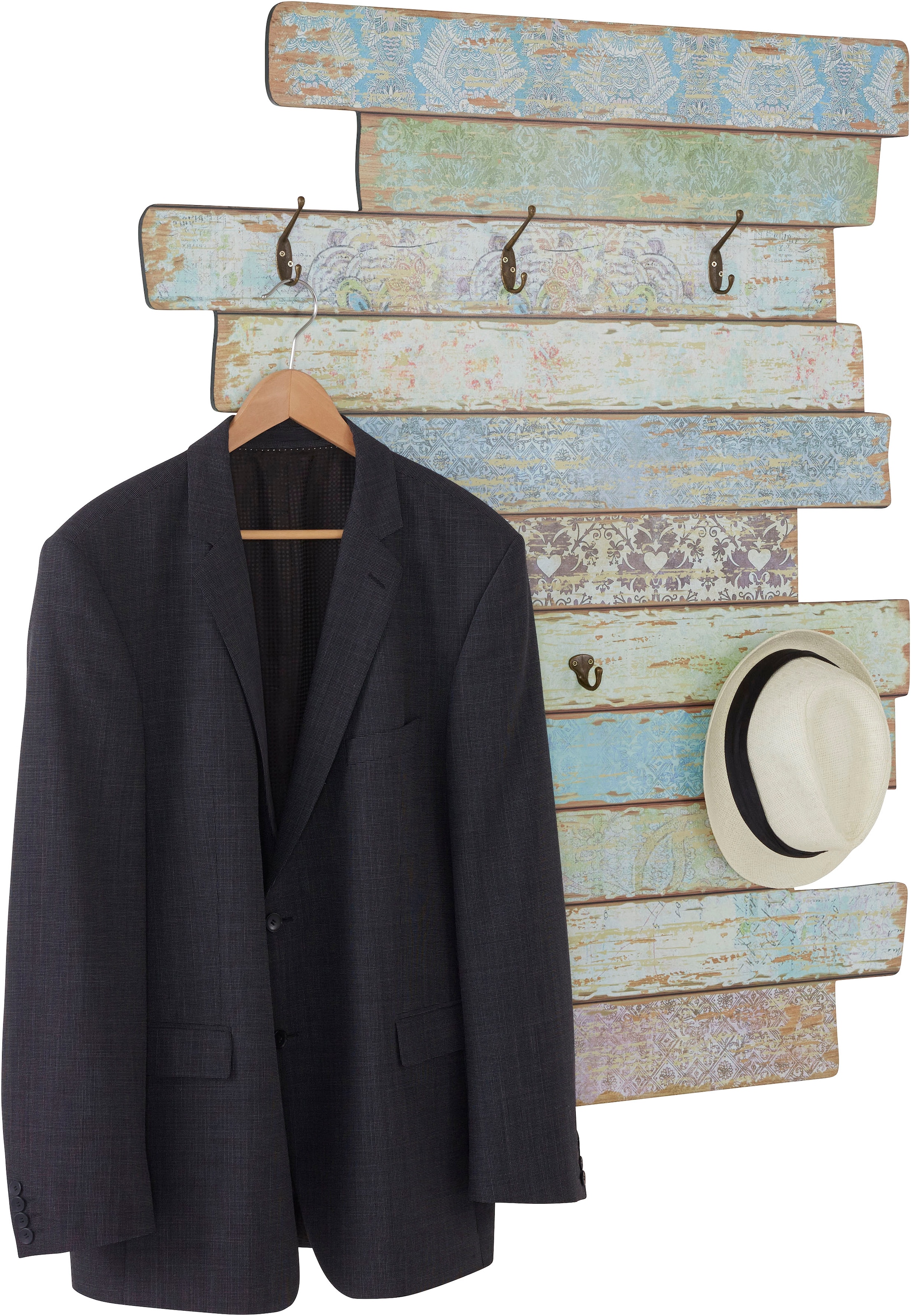 Home affaire Garderobenleiste »Emma«, Garderobe mit Kleiderhaken, Pastell-Farben, Shabby Look