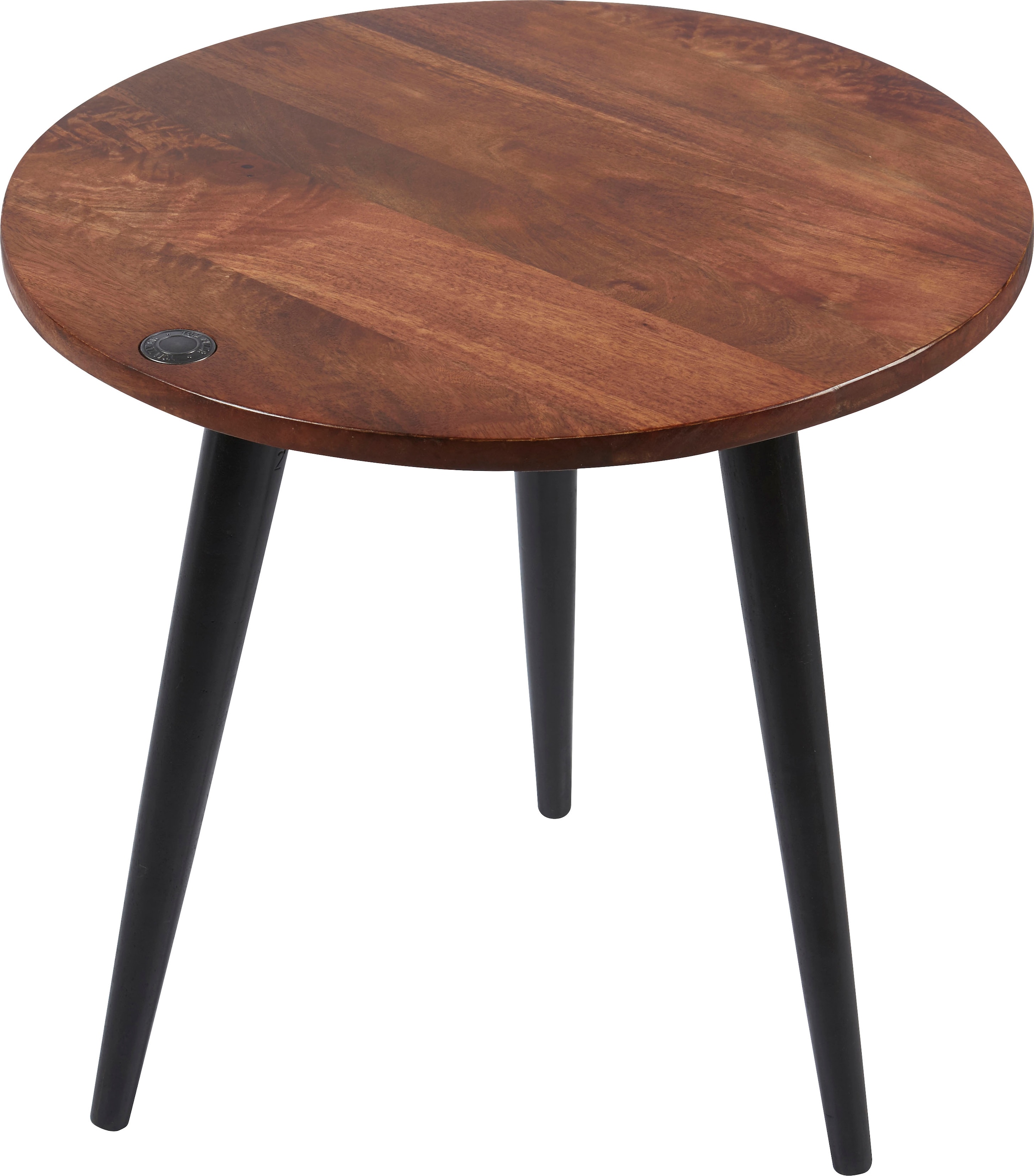 TOM TAILOR HOME Beistelltisch »T-WOOD TABLE HIGH«, Beistelltisch mit Knopfdetail, dunkles Mangoholz und schwarze Beine