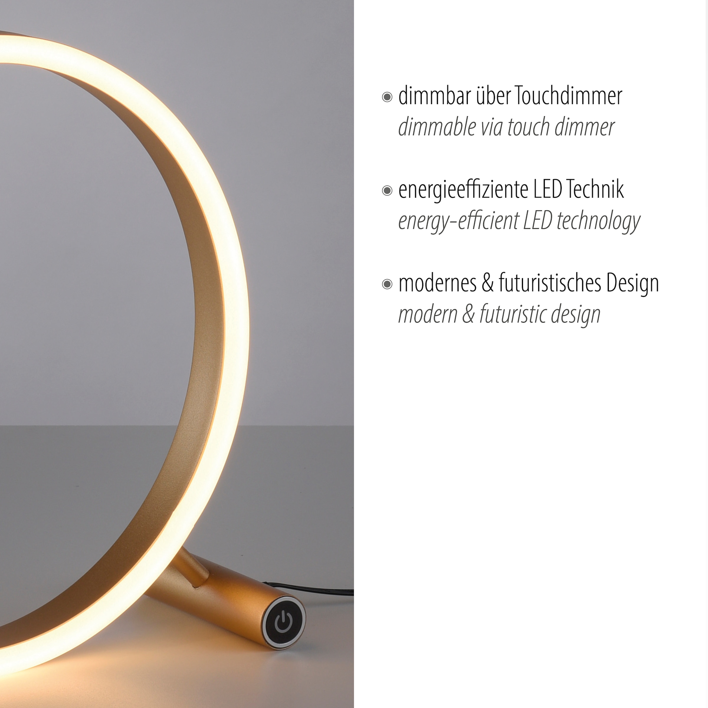 JUST LIGHT Tischleuchte »RITUS«, 1 flammig, Leuchtmittel LED-Board | LED fest integriert, LED, dimmbar über Touchdimmer