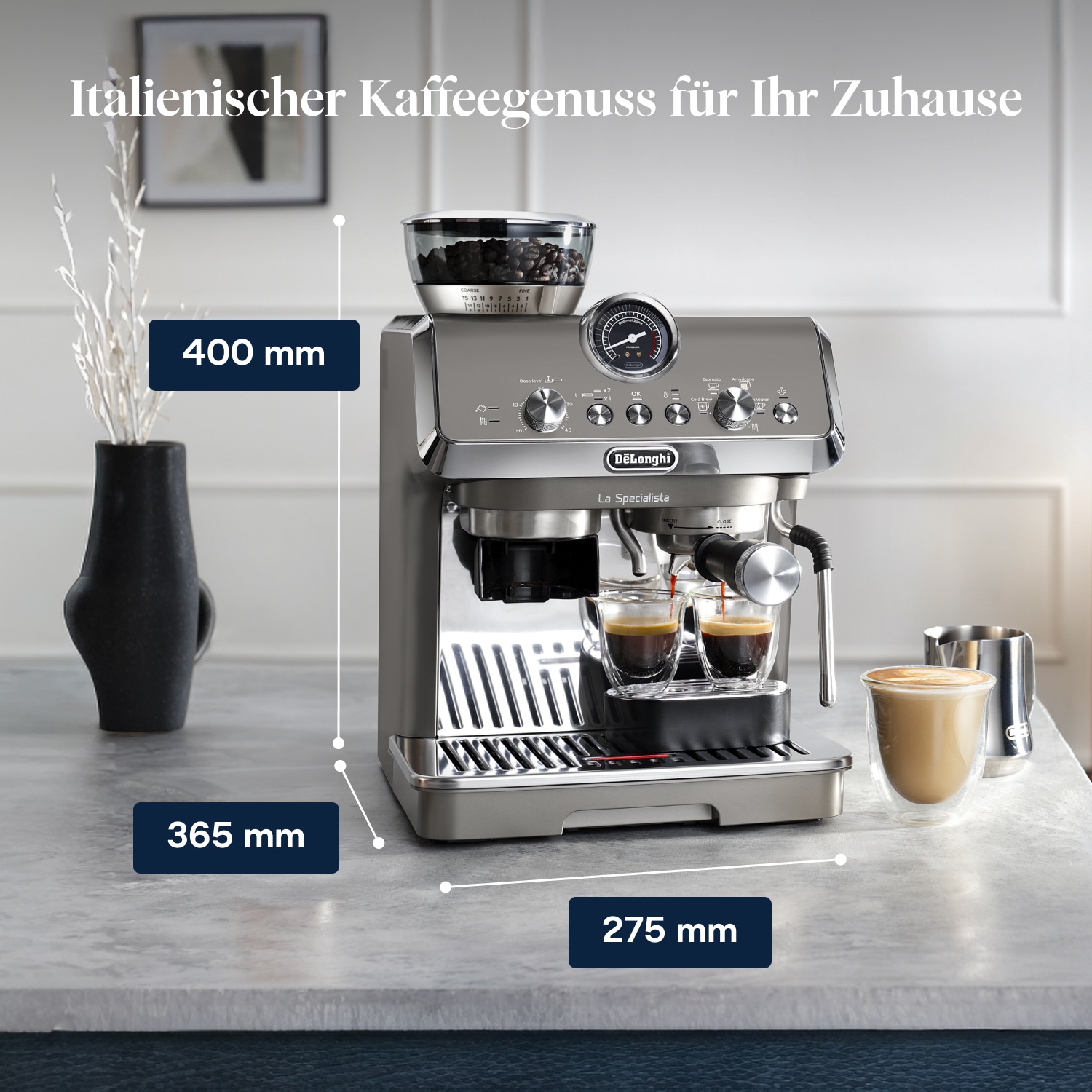 De'Longhi Espressomaschine »LA SPECIALISTA ARTE EVO COLD BREW 8004399027190« 15 Mahlgrade, 3 Temperatureinstellungen & Cold Brew inkl. Barista Kit