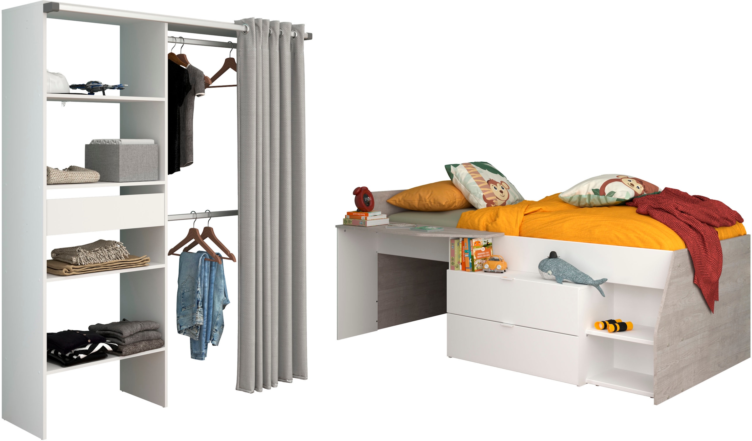 Parisot Jugendzimmer-Set »Parisot Milky 21« Set, 2-teilig, 2 tlg. inklusive Schubkastenkommode, viel Stauraum, Ablagefläche Liegefläche