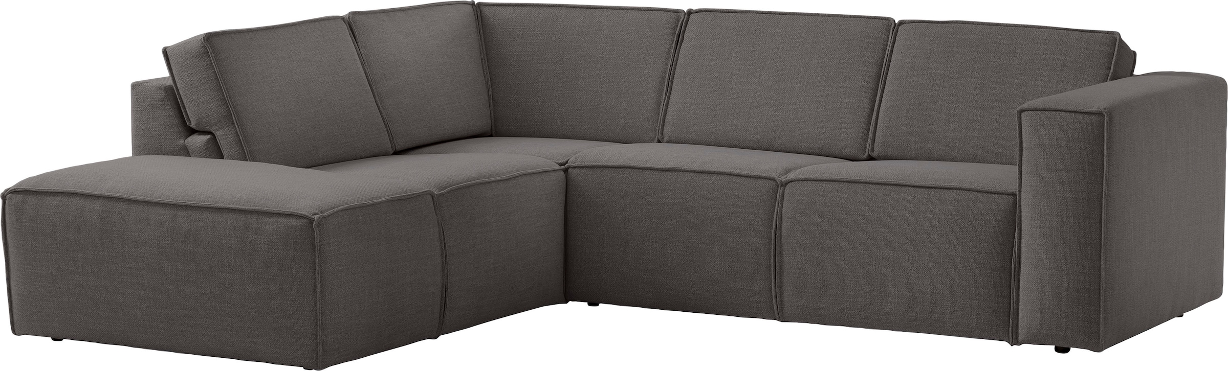 TRENDMANUFAKTUR Ecksofa »Dice mit Sitztiefenverstellung und Kaltschaumpolsterung«, hoher Sitzkomfort, aktuelle Kedernaht, L-Form