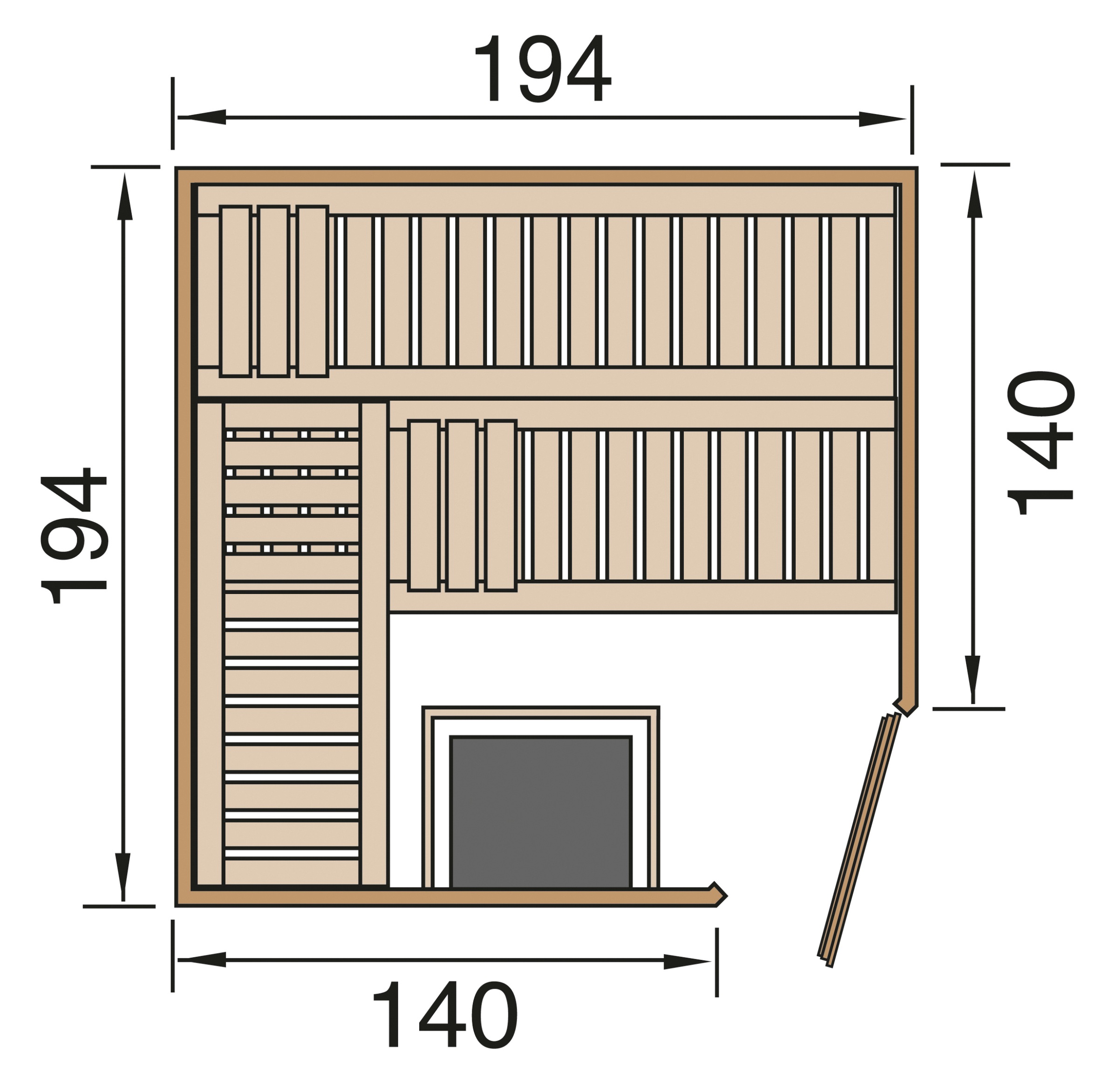 weka Sauna »Varberg 3«, 7,5 kW Ofen mit ext. Steuerung