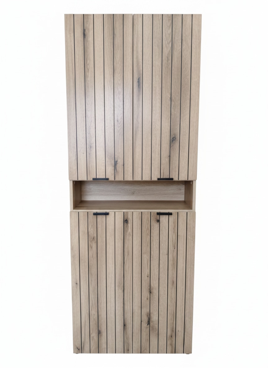 OTTO home Hochschrank »Baltrum« Breite 69,8 cm dekorative Lamellenoptik