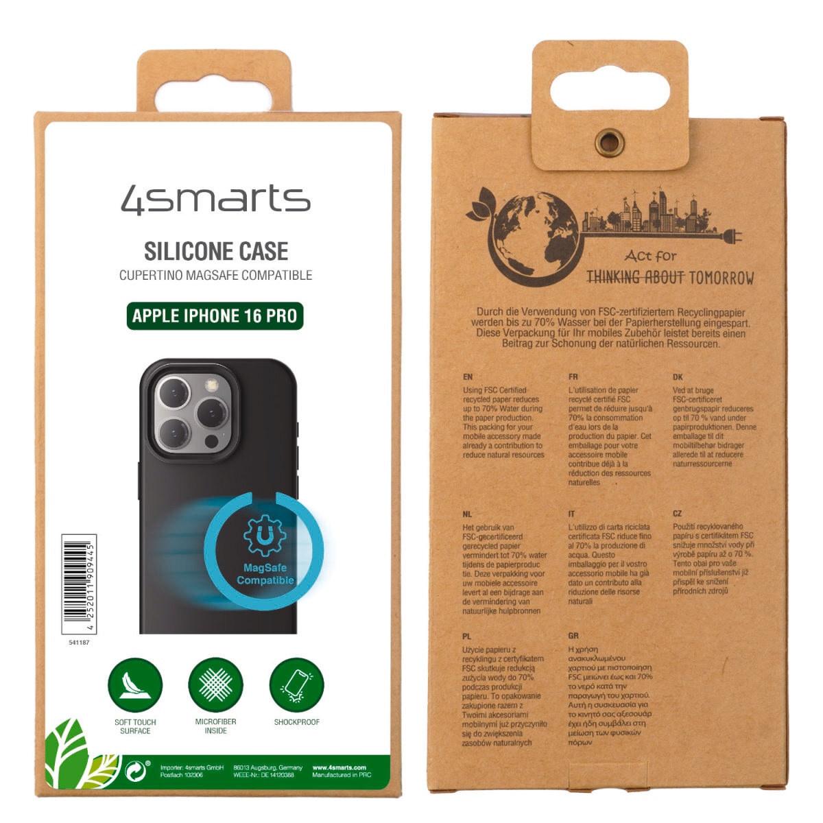 4smarts Handyhülle »Silikon Case Cupertino für Apple iPhone 16 Pro«, Backcover, Schutzhülle, Handyschutzhülle, Case, Schutzcase, stoßfest
