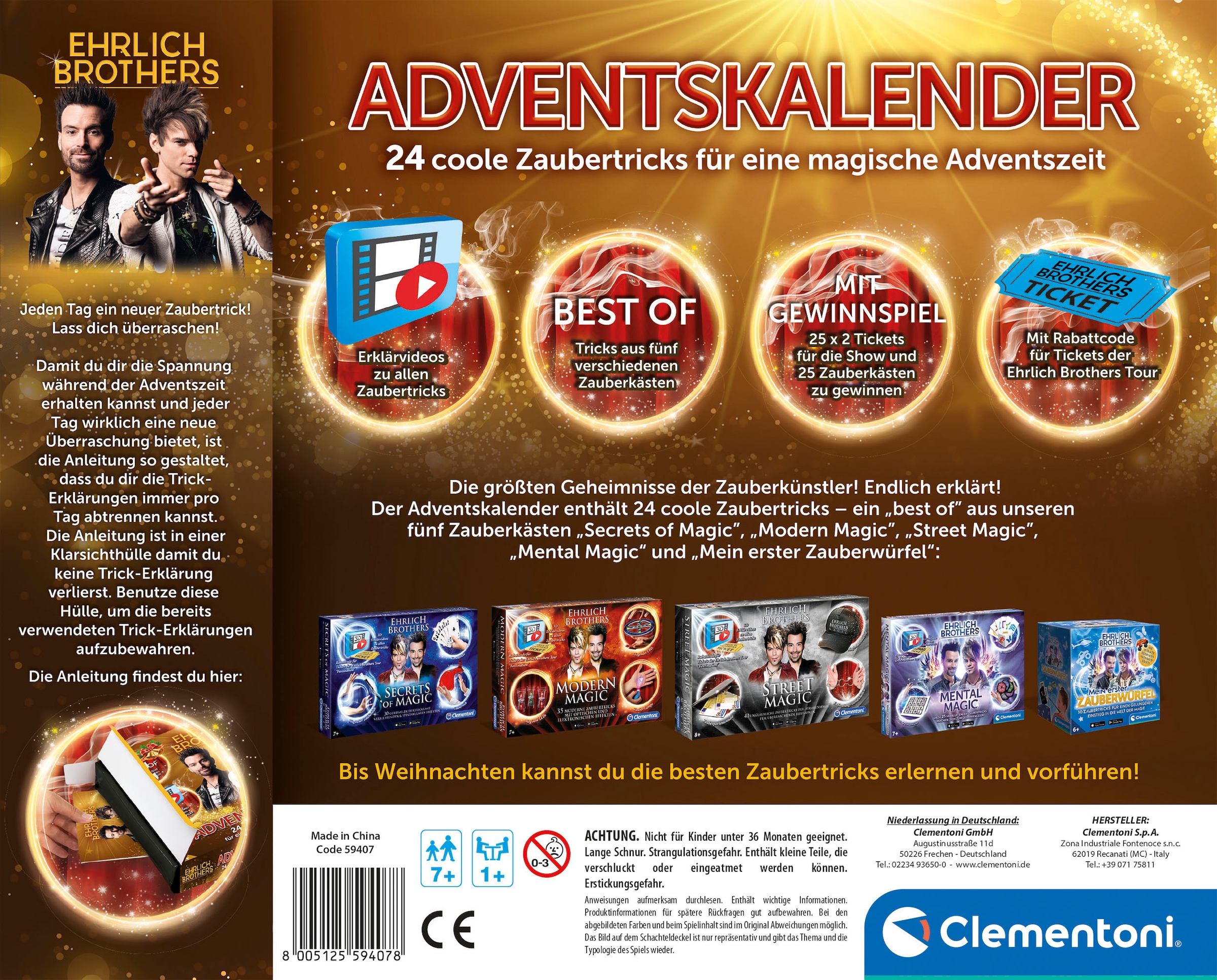 Clementoni® Spielzeug-Adventskalender »Ehrlich Brothers Adventskalender«, ab 7 Jahren