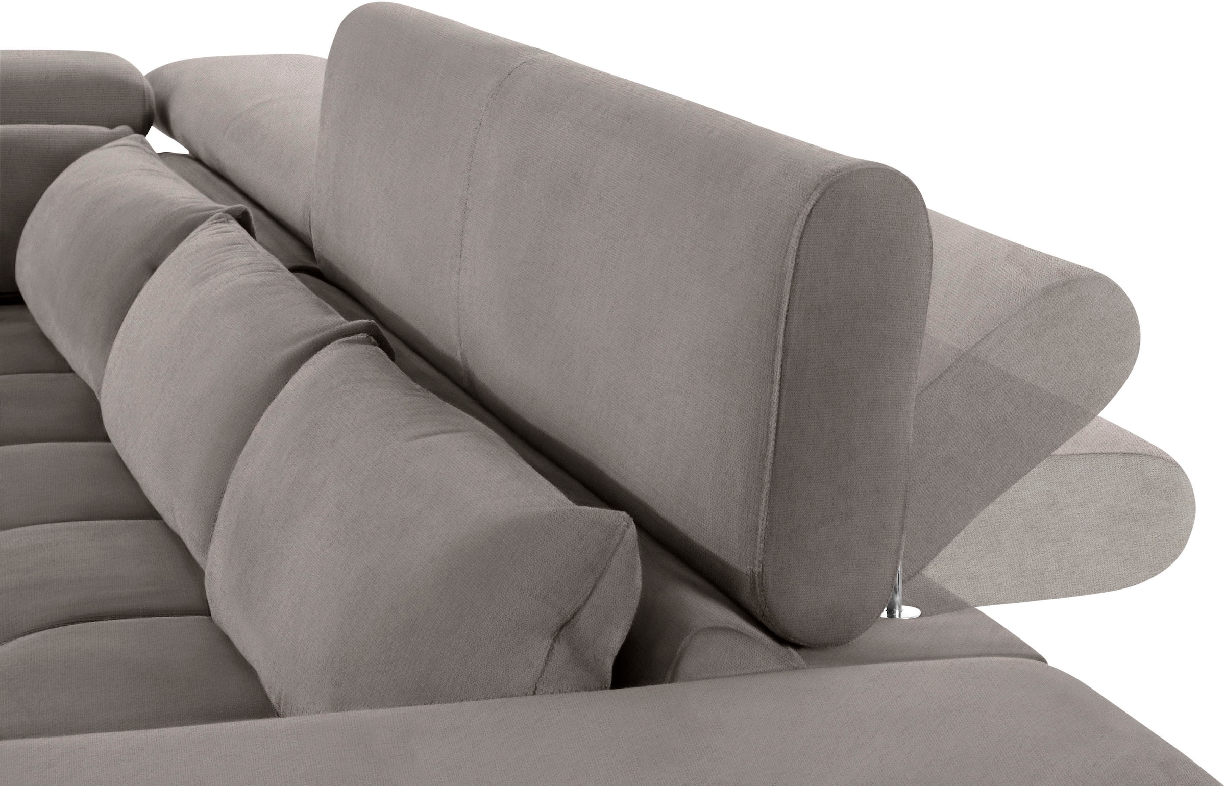 COTTA Ecksofa »Orion L-Form, B: 310 cm« Kopfteilverstellung & 5 Nierenkissen
