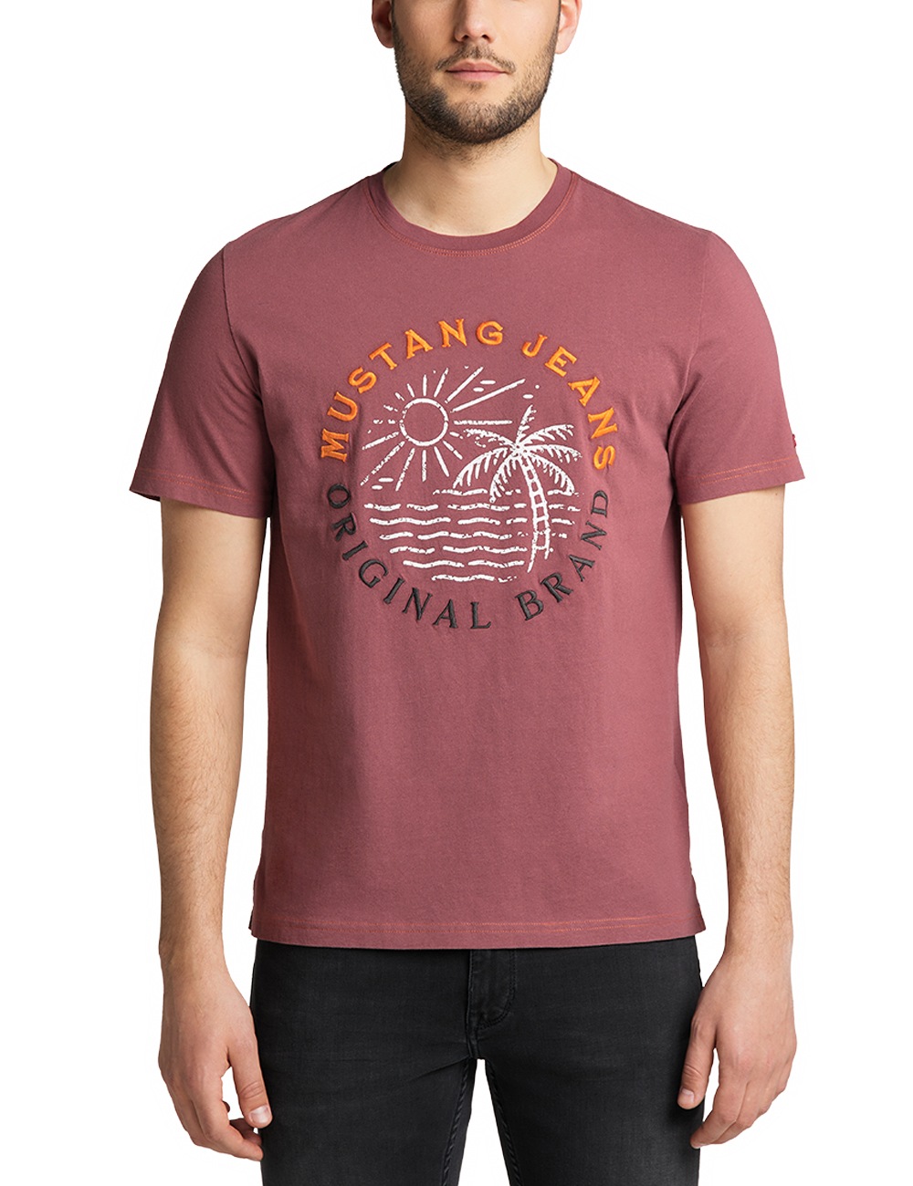 MUSTANG T-Shirt »Alex C Print«, Print und gestickter Label-Schriftzug