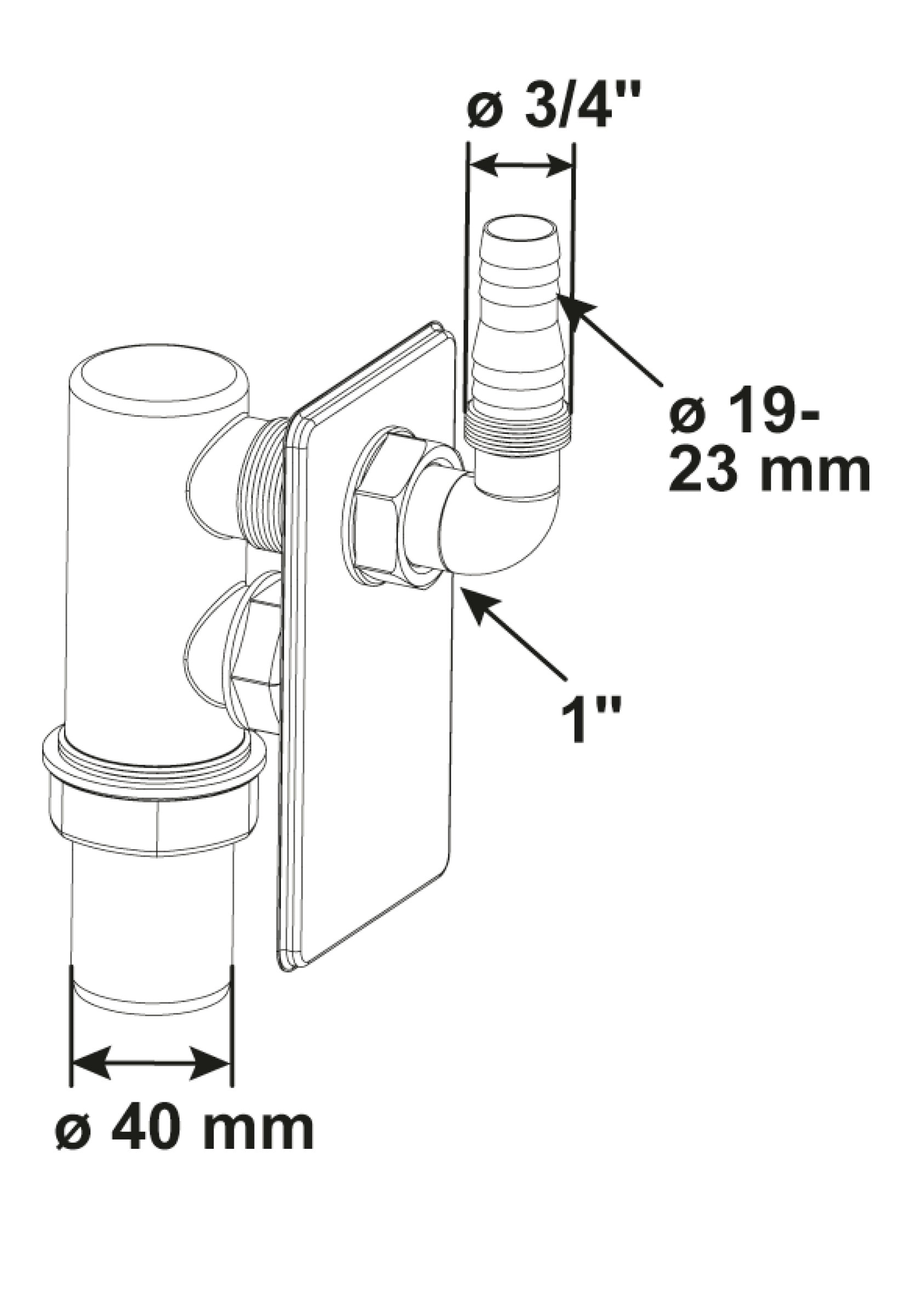 CORNAT Siphon »REZYKLAT Maschinen-Unterputz-Geruchverschluss«, 1" x 40, 19 - 23, aus Recycling Kunststoff