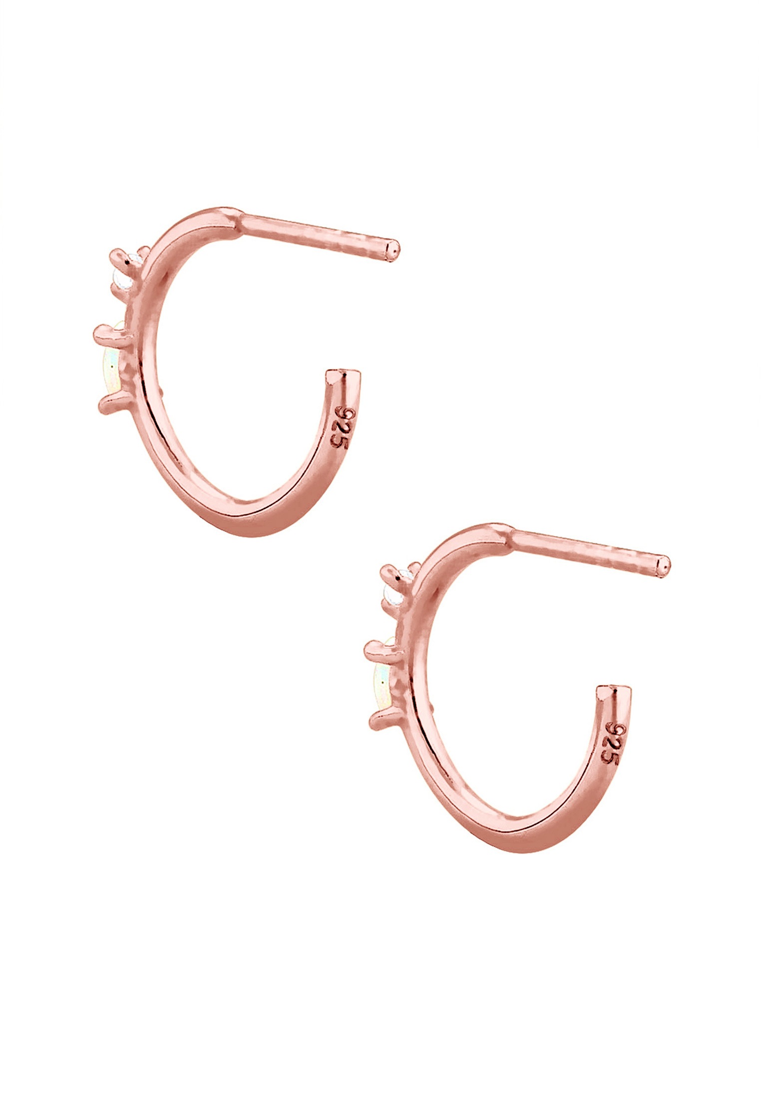 Elli Paar Creolen »Ohrringe Stecker Opal Marquise und Zirkonia 925 Silber«