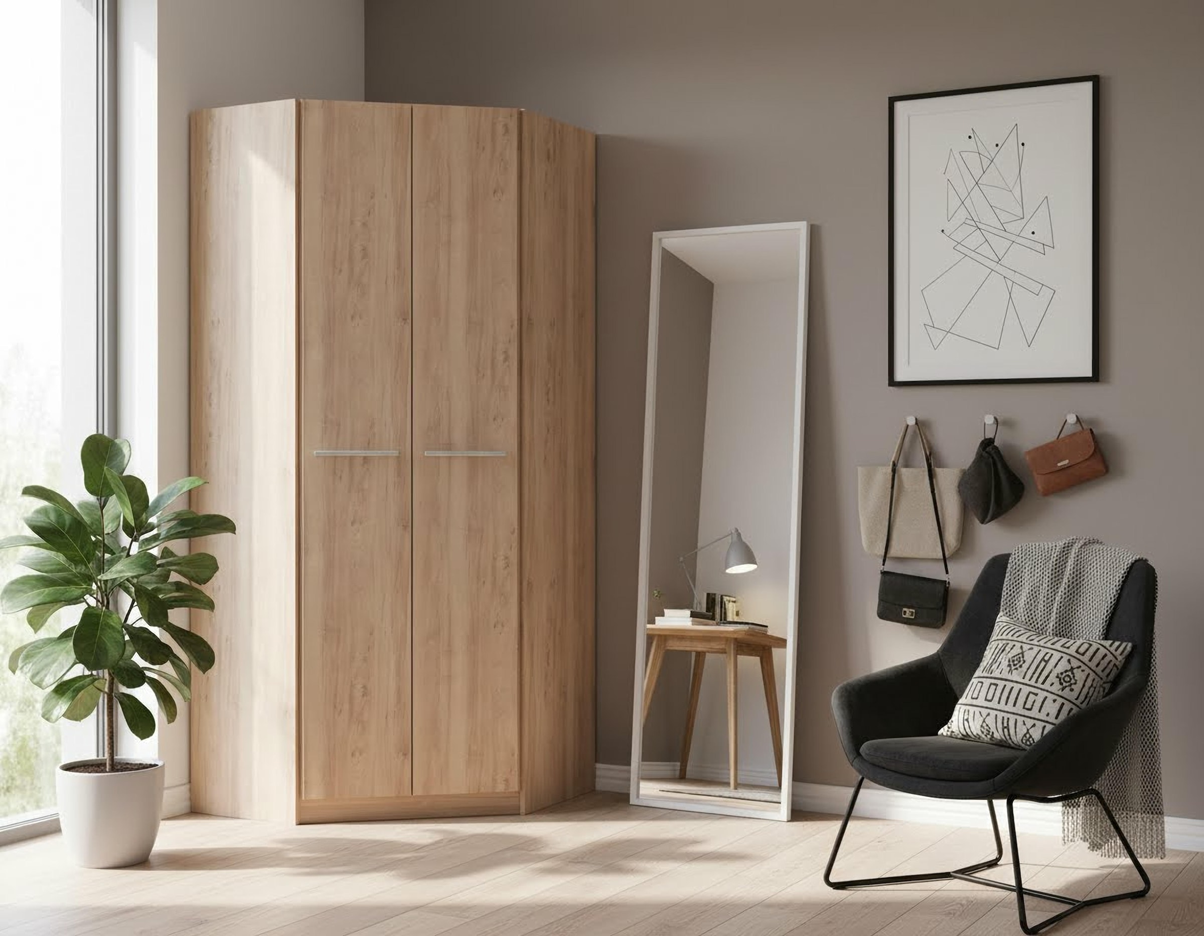 priess Eckkleiderschrank »Barcelona Kleiderschrank Ecklösung Raumwunder« in 2 Tiefen Schrank Eckschrank Garderobe