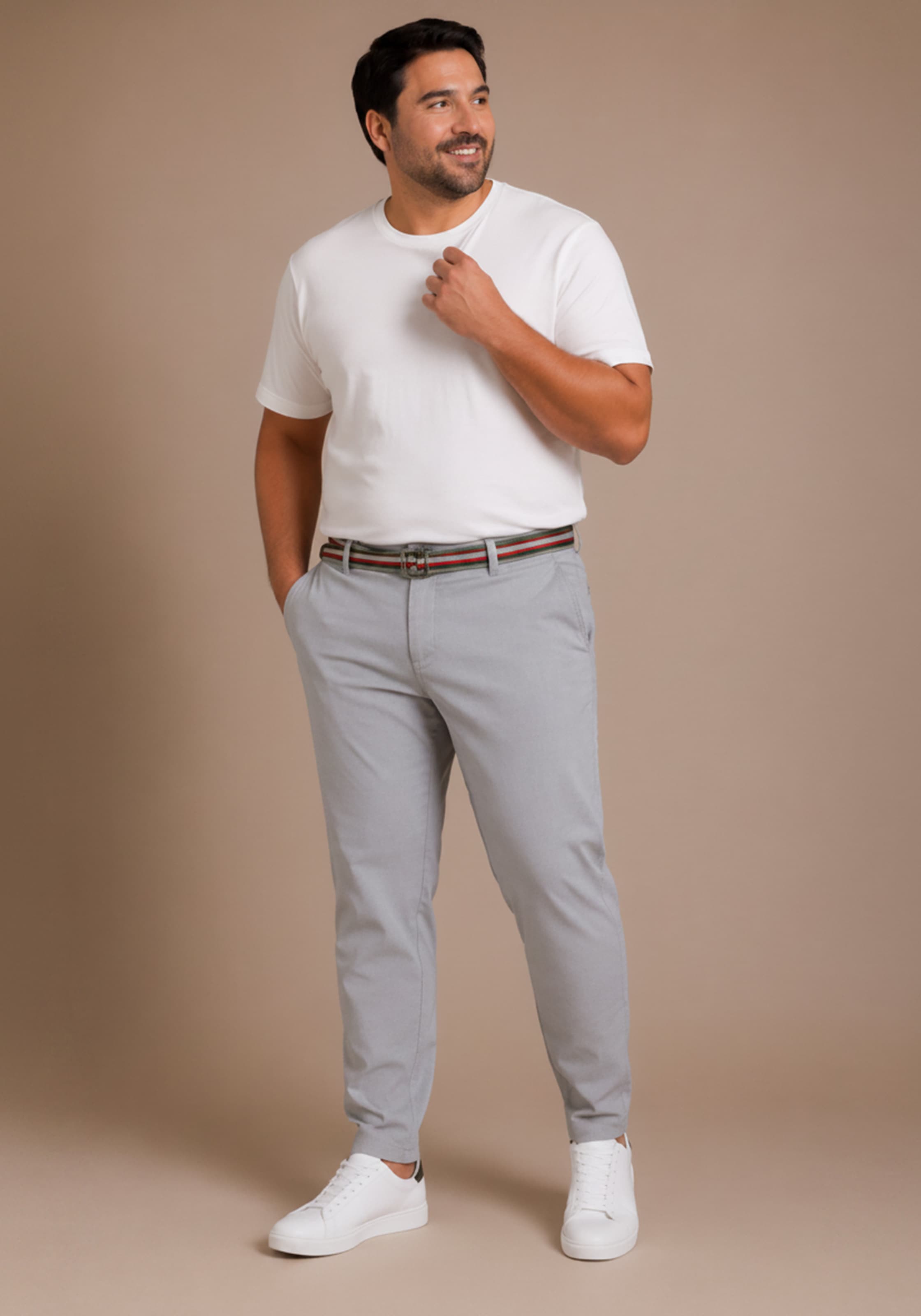 Man's World Plus Chinohose »inklusive Gürtel«  gerade Beinform, Regular Fit, mit krempelbarem Beinabschluss
