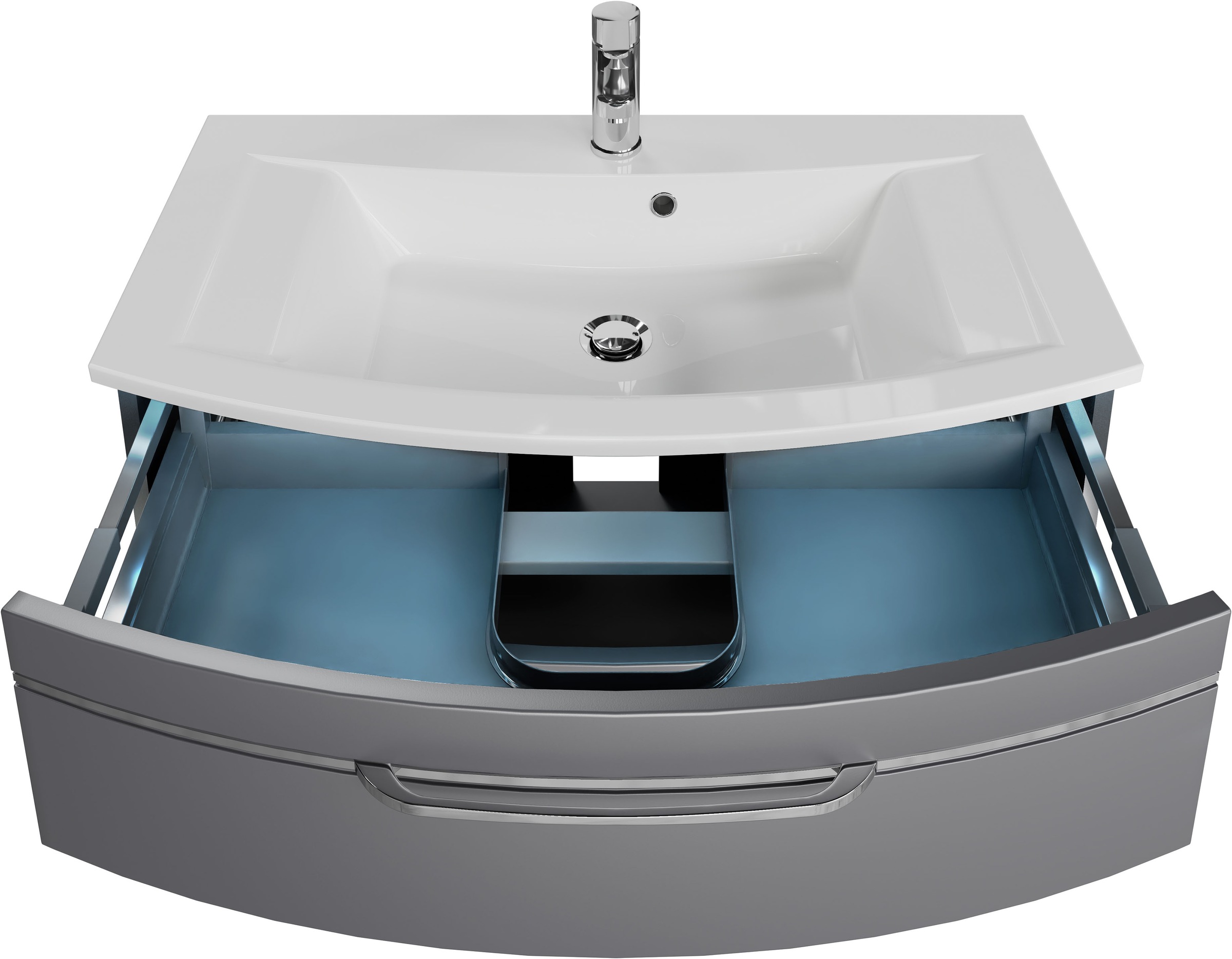 Saphir Badmöbel-Set »Serie 7045 2-teilig Mineralmarmor-Waschtisch mit LED-Spiegelschrank«, (Set, 2 St.), Badezimmer-Set 93,2 cm breit, inkl. Türdämpfer, 3 Türen, 2 Schubladen