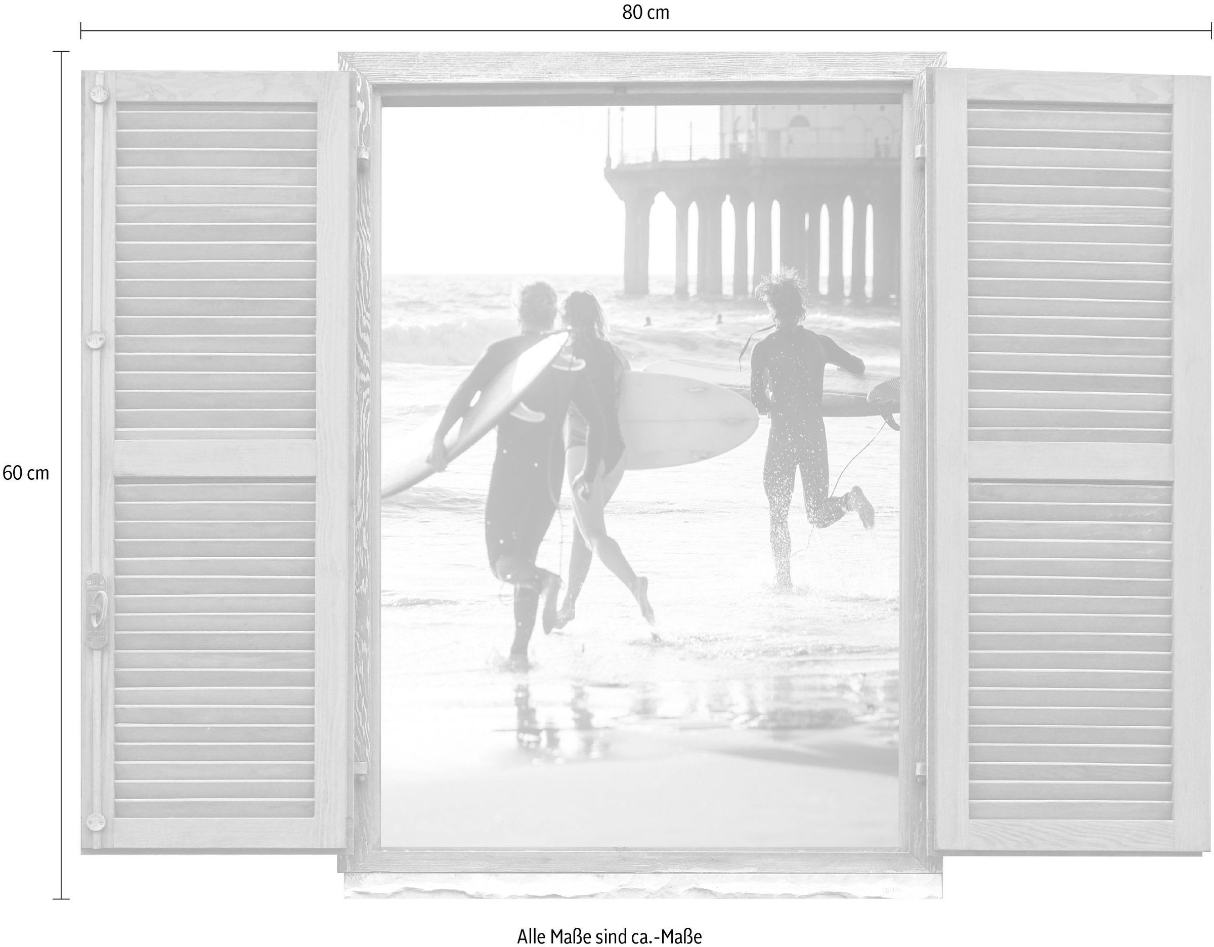 queence Wandtattoo »Surfer«, (1 St.), Wandsticker, Wandbild, selbstklebend, 3D, Fenster