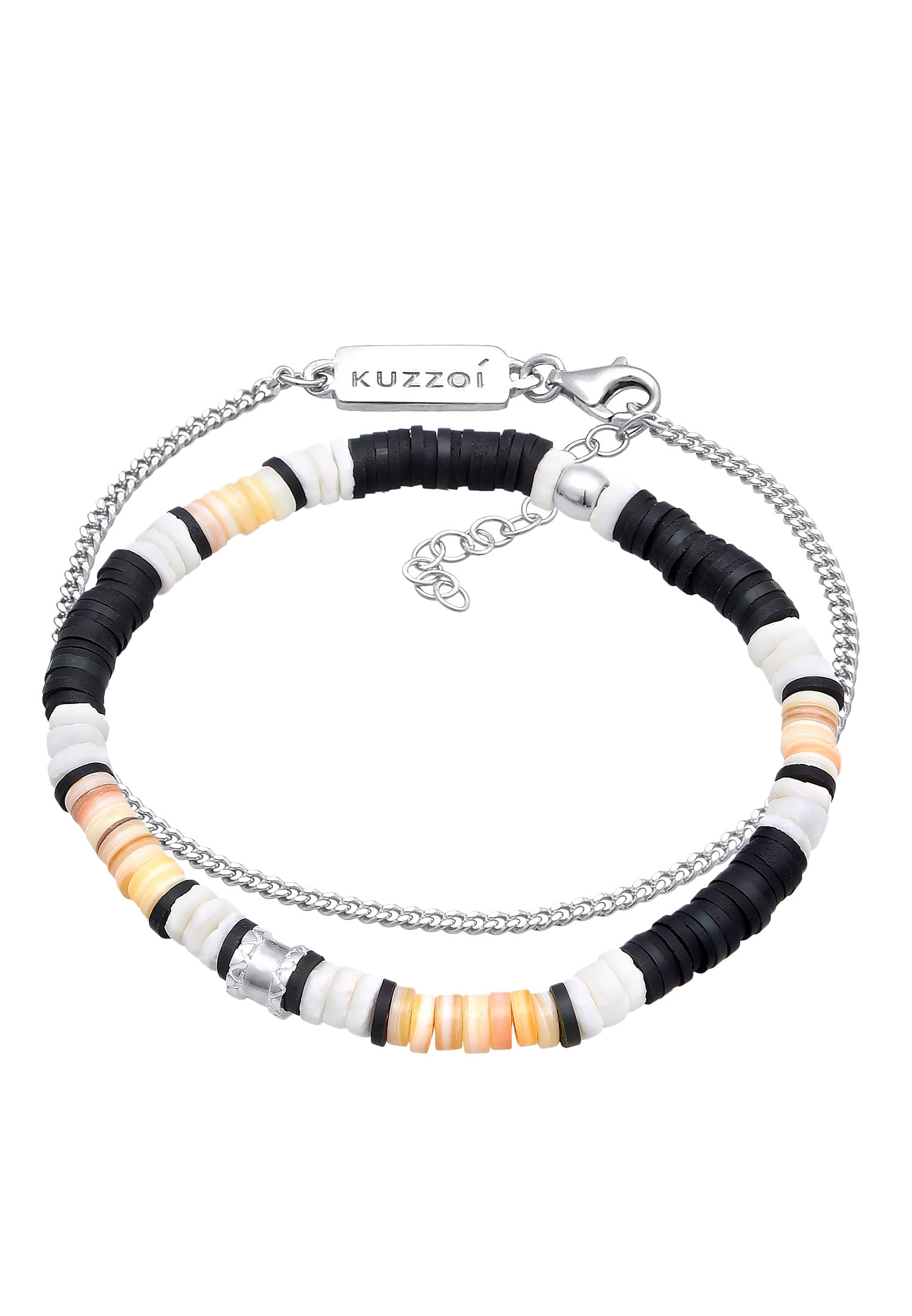 Kuzzoi Armkette »Armband Herren Armband-Set Heishi Perlen 925 Silber«