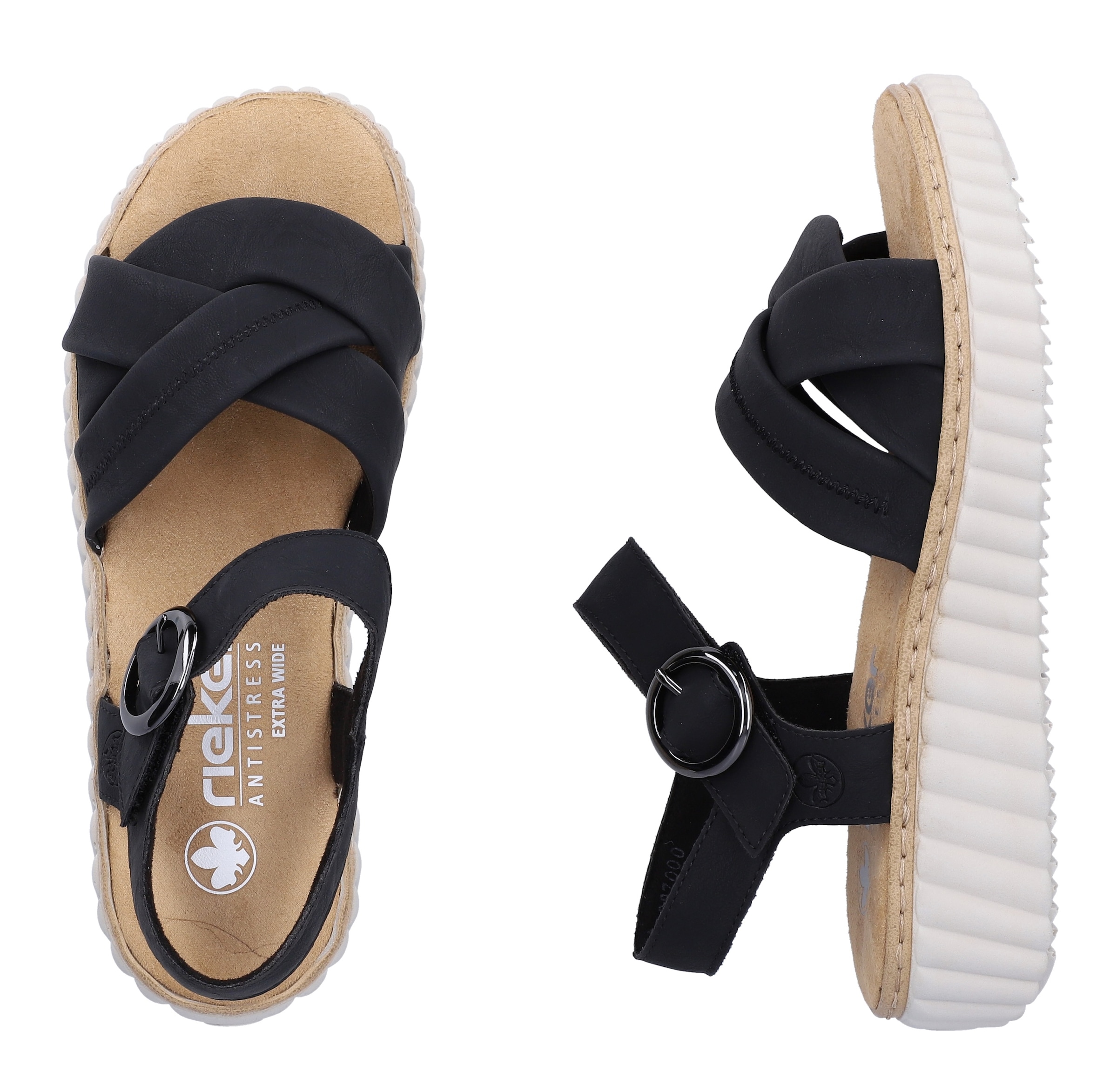 Rieker Sandale  Sommerschuh, Keilsandalette, Urlaubsschuh mit Klettriemchen