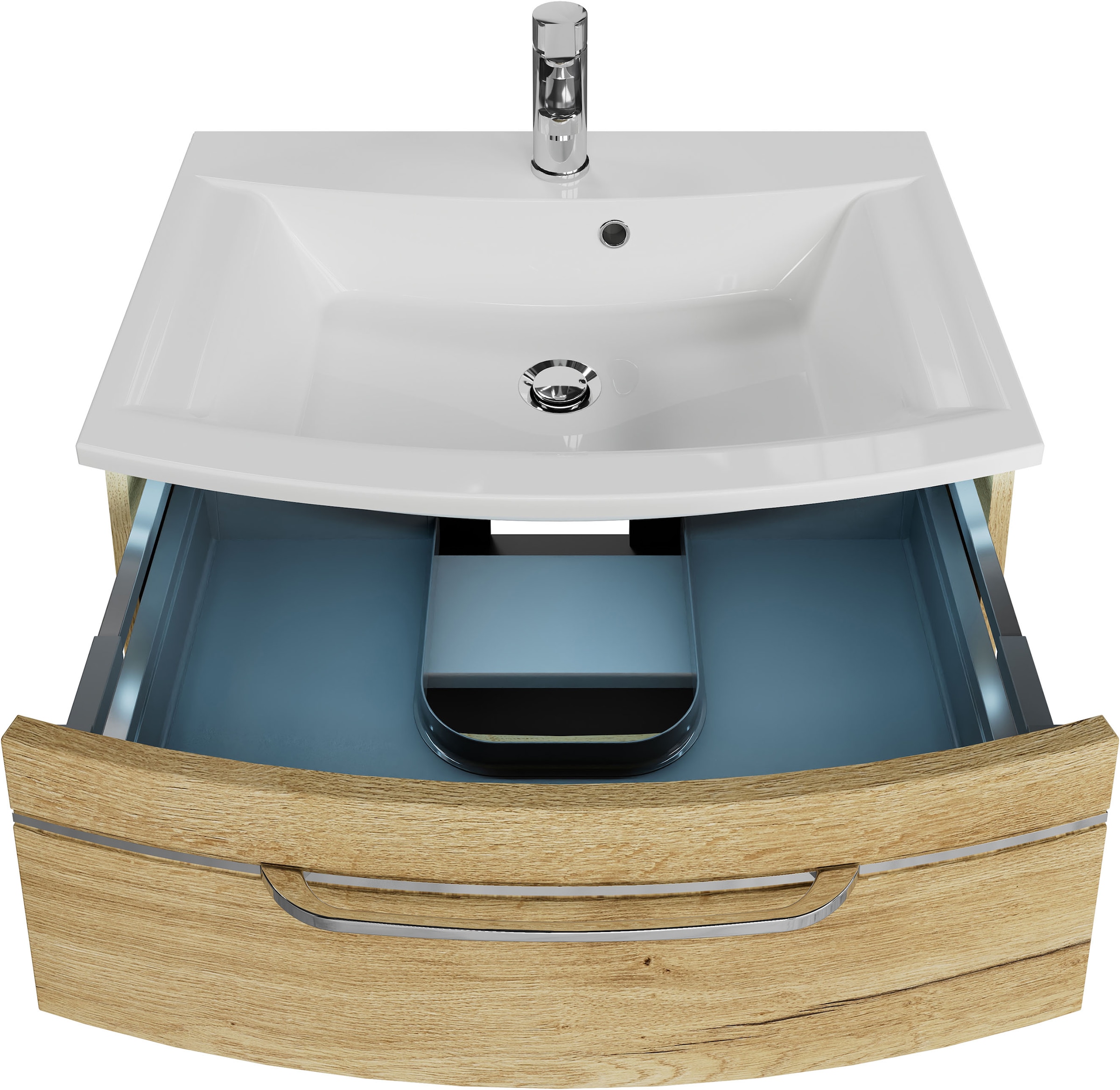 Saphir Waschtisch »Serie 7045 Mineralmarmor-Waschtisch und Unterschrank, 71,5 cm breit«, Waschplatz mit 2 Schubladen, Badmöbel Set mit Waschtisch