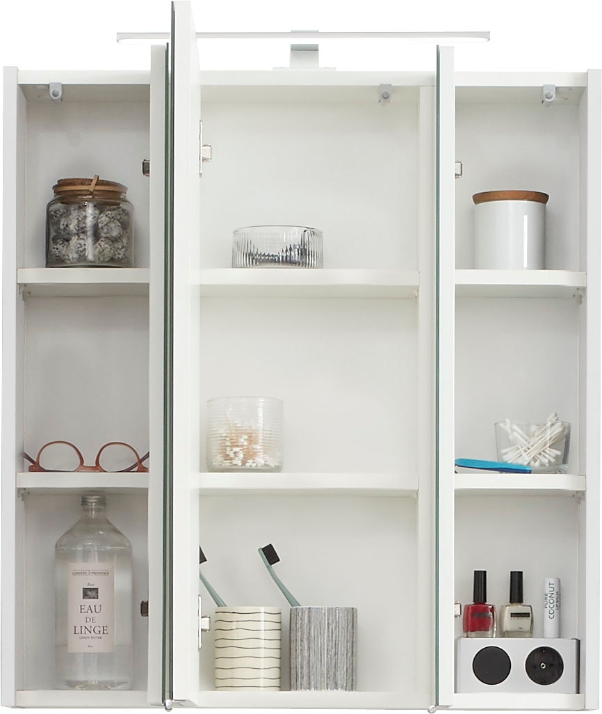 Saphir Badmöbel-Set »Quickset 4-teilig, Waschbeckenunterschrank mit LED-Spiegelschrank«, (8 St.), Unterschrank, Hängeschrank, inkl. Türdämpfer, 7 Türen, Bad-Set