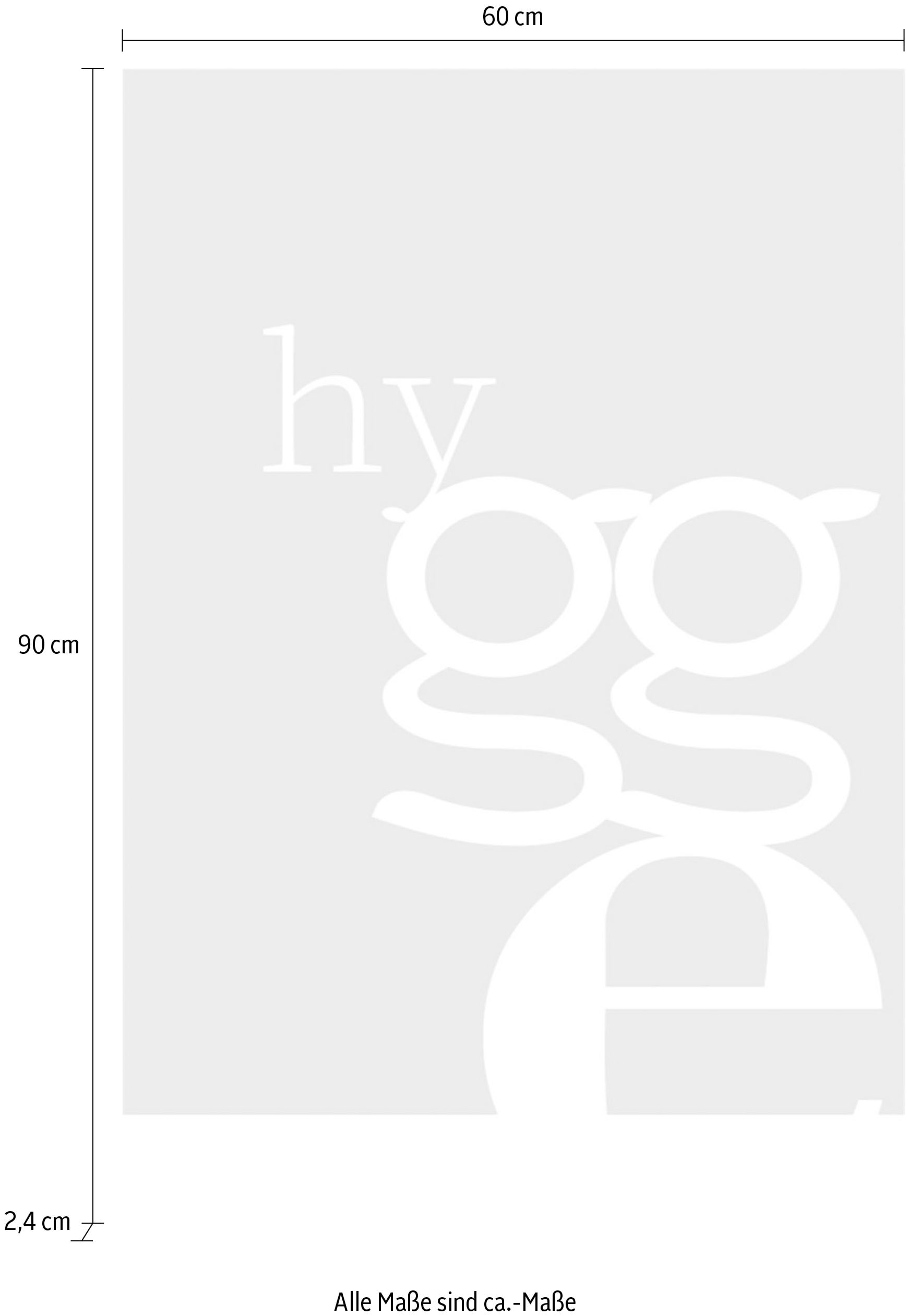 queence Acrylglasbild »hygge« Schriftzug | Schwarz-Weiß | Sprüche | Sprüche & Texte Fine Art-Print in Galeriequalität