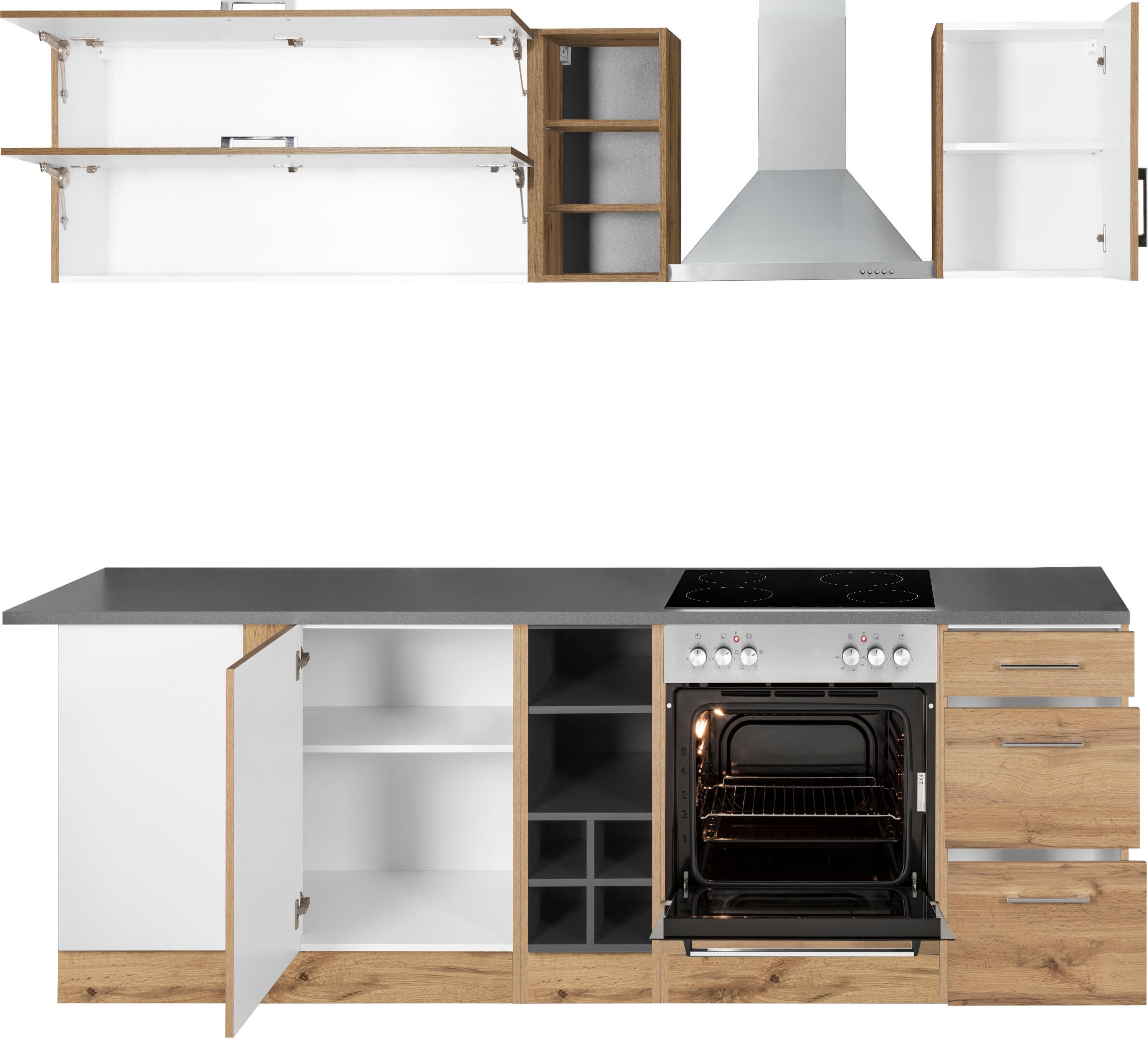 KOCHSTATION Winkelküche »KS-Colmar« mit E-Geräten, Stellbreite 210/240 cm