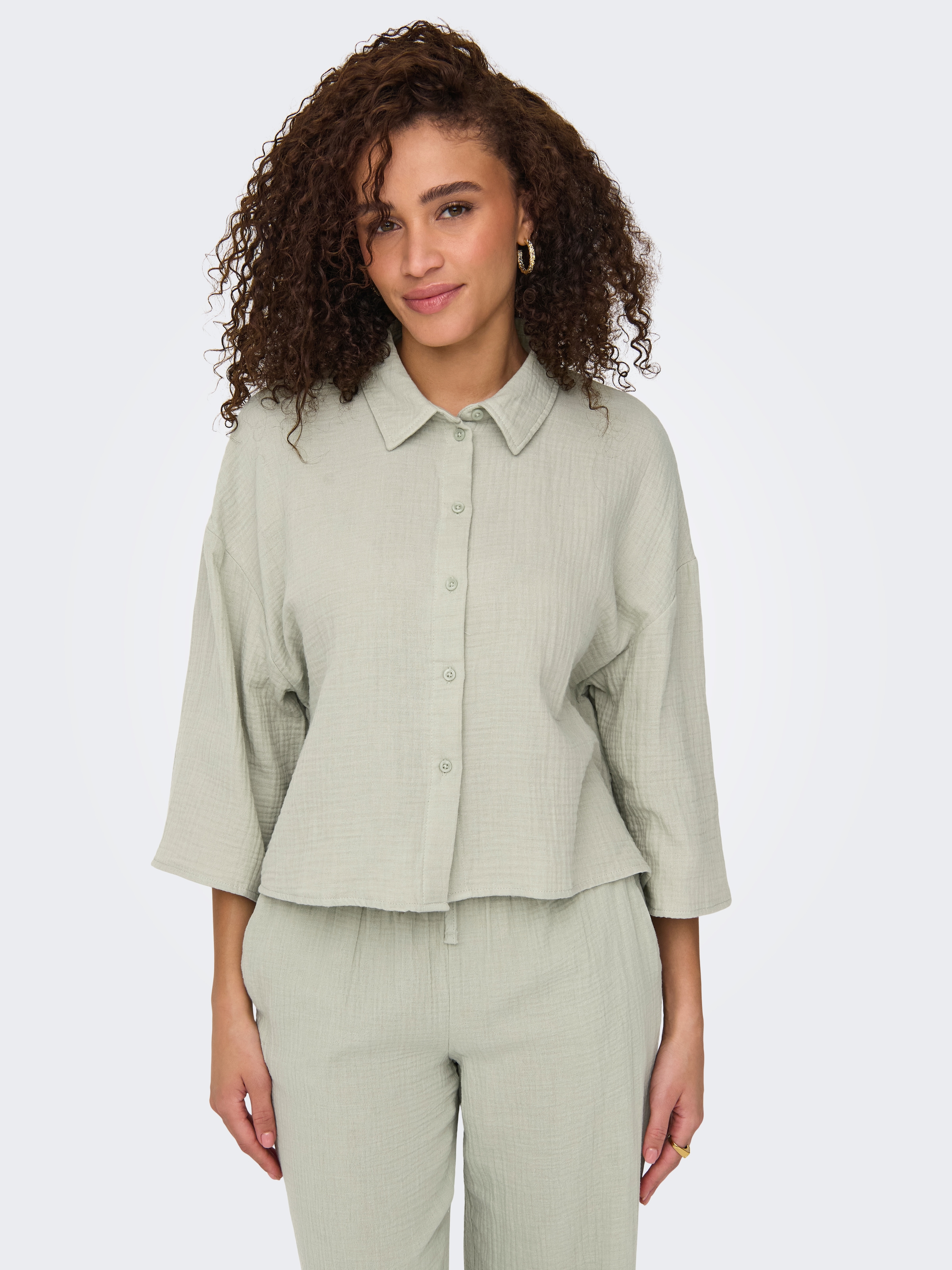 JDY Hemdbluse »JDYTHEIS LIFE 3/4 CROP SHIRT WVN NOOS« Baumwolle, regular fit