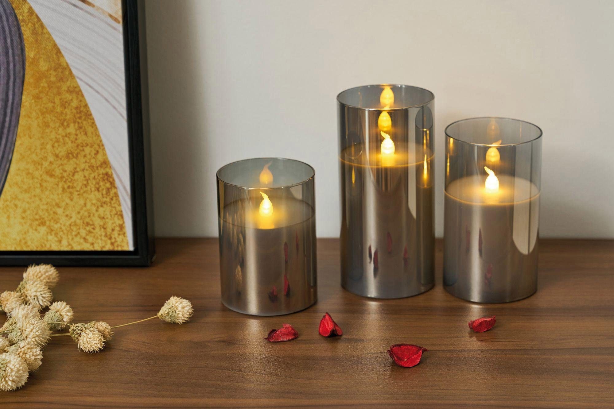 Pauleen LED Dekolicht »LED-Kerze Classy Smokey Candle, 3er Set«, Wachskerze