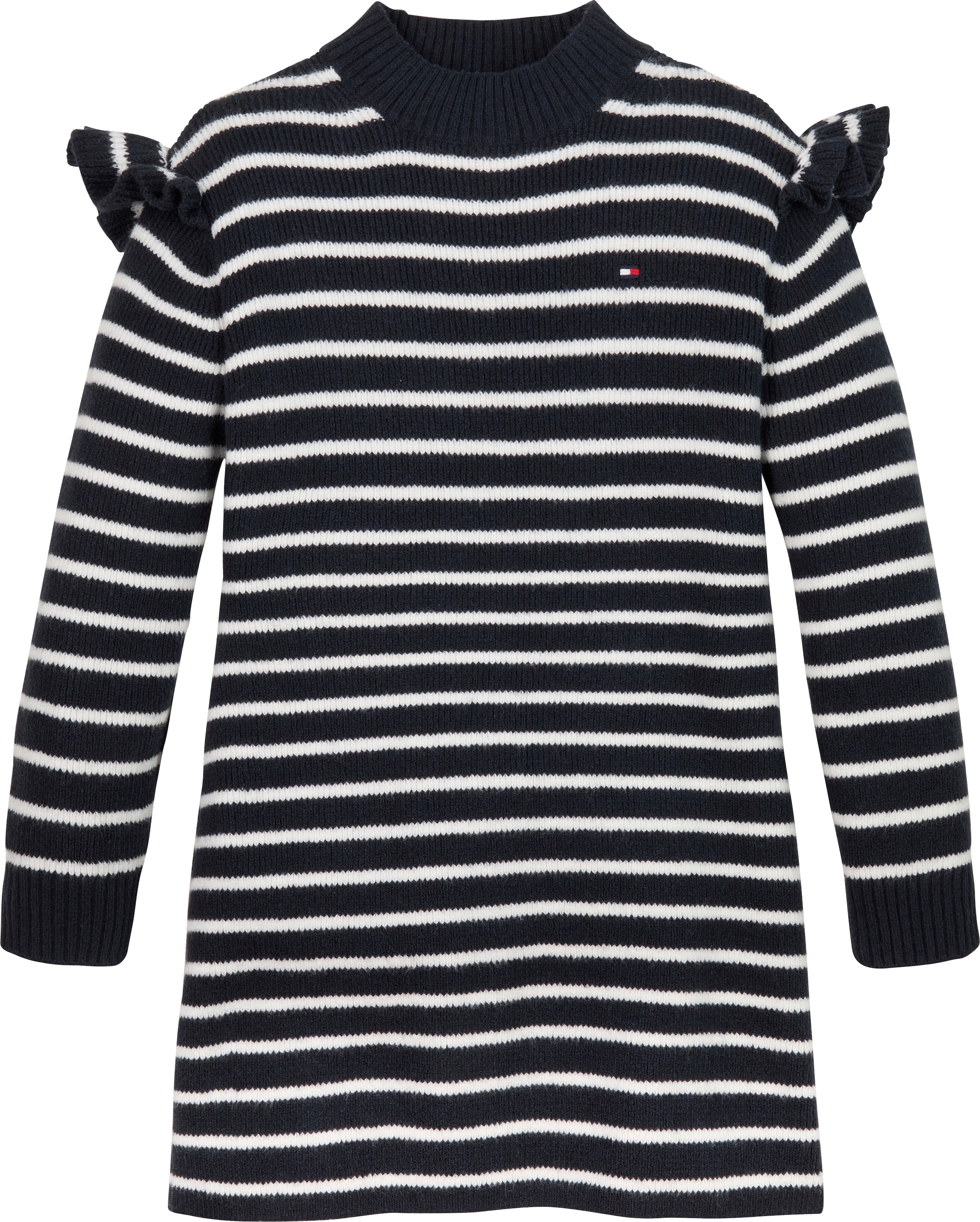 TOMMY HILFIGER Strickkleid »RUFFLE SKATER DRESS LS«, Baby bis 2 Jahre; mit Streifenmuster