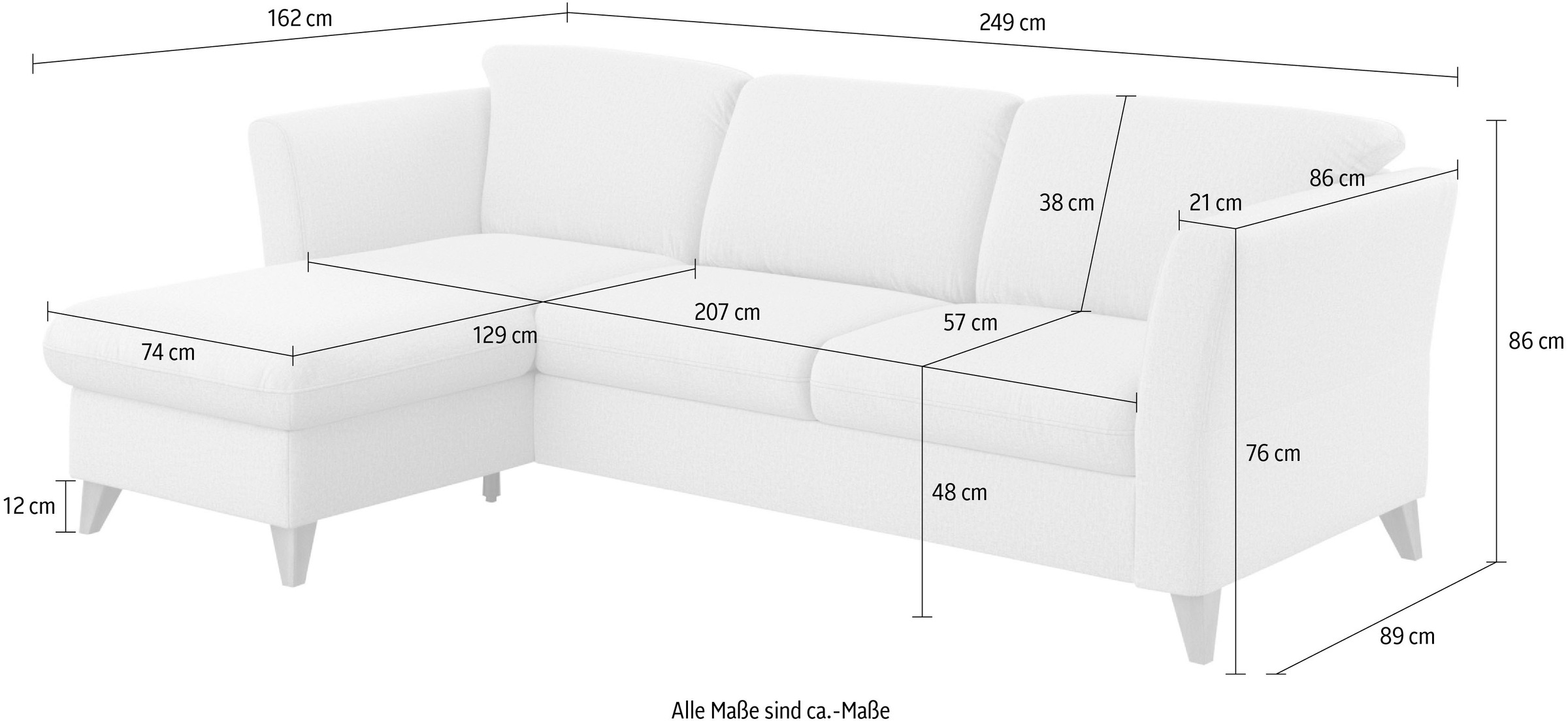 Home affaire Ecksofa »Trelleborg L-Form«, Federkern-Polsterung, wahlweise mit Bettfunktion und Bettkasten