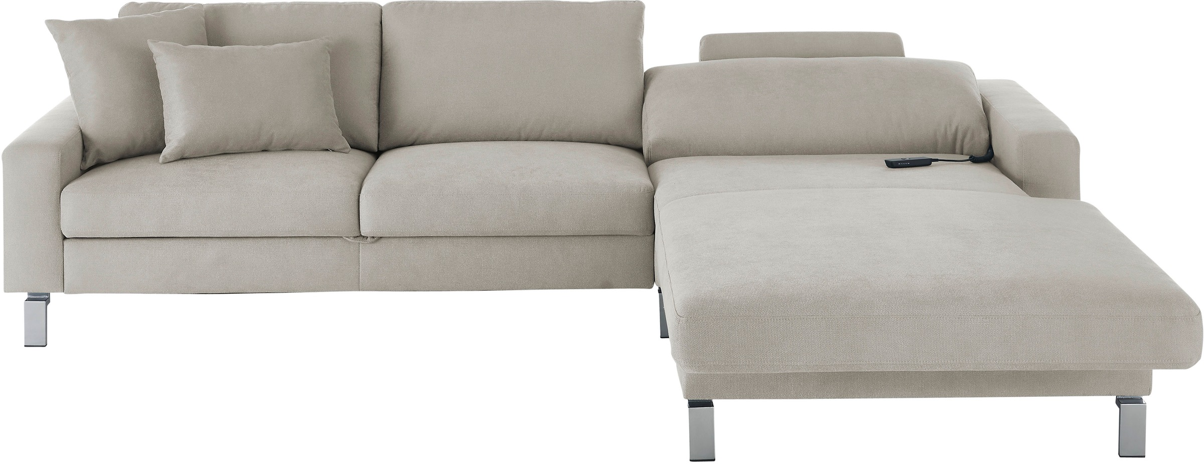 3C Candy Ecksofa »Lecce, wahlweise PUR-Schaumstoff oder Tonnentaschenfederkern«, Bett im 2,5-Sitzer, teilmotorische Schlaffunktion im Longchair, L-Form