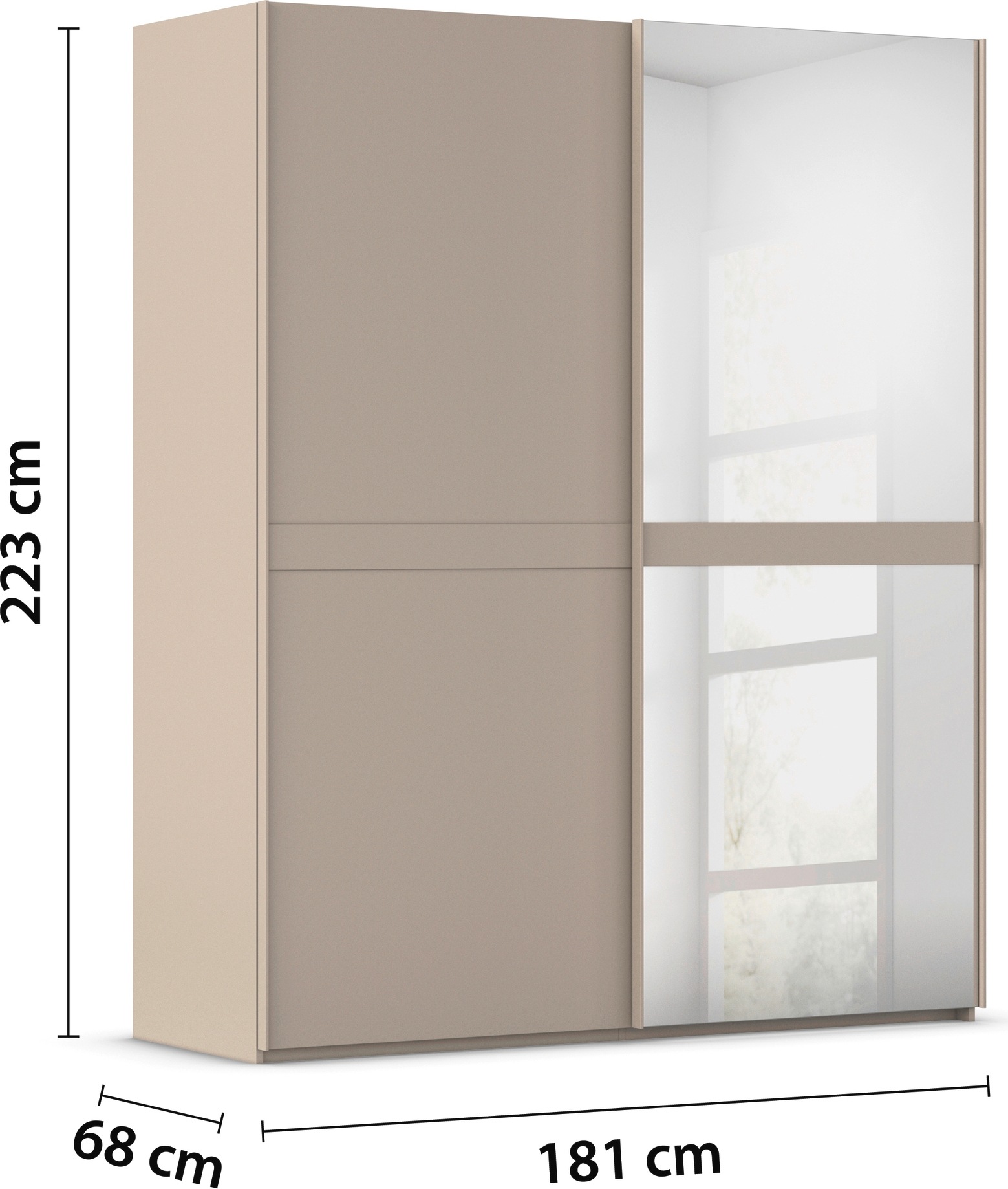 rauch Schwebetürenschrank »Kleiderschrank Schrank Garderobe Schlafzimmerschrank SCALE-LINE«, edle Optik mit Bauchbinde in Korpusfarbe mit Spiegel MADE IN GERMANY