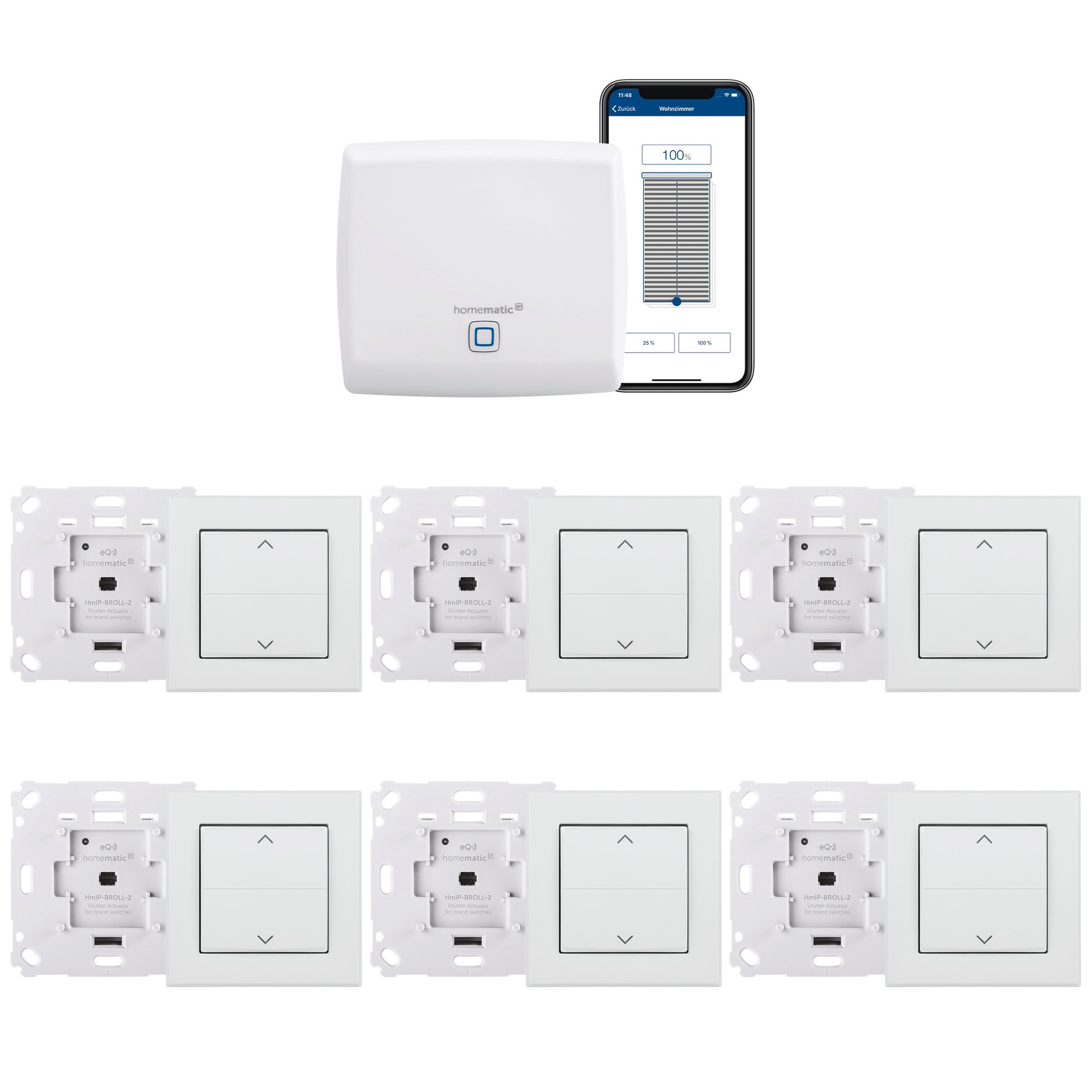 Homematic Ip Unterputzschalter »Starter Bundle« Smart Home für 6 Rollläden & Markisen in weiß