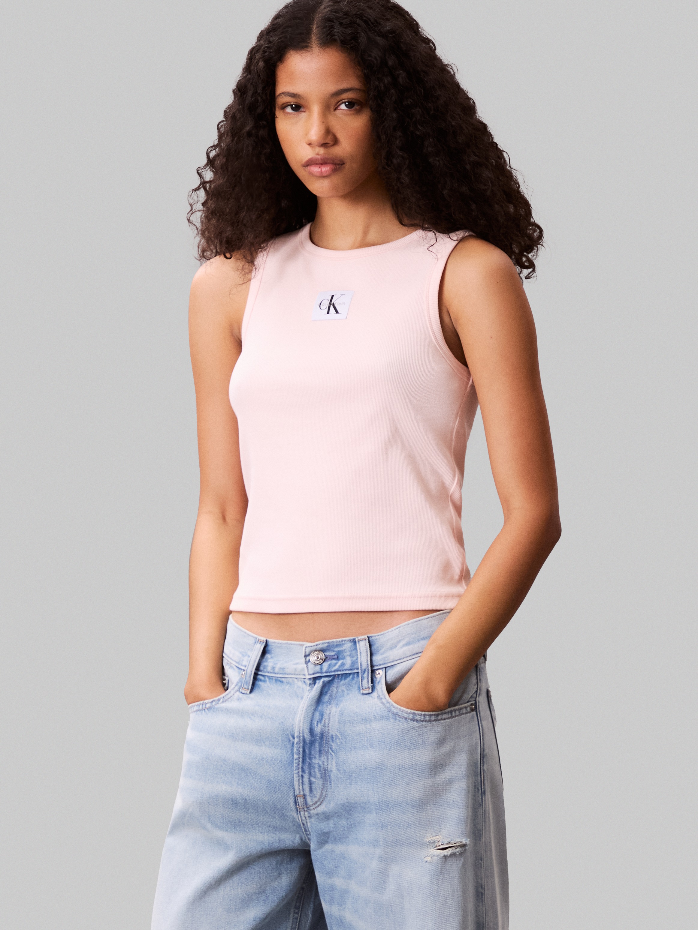 Calvin Klein Jeans Tanktop »A - WVN LBL 2X2 CTTN«, Mit Rundhalsausschnitt