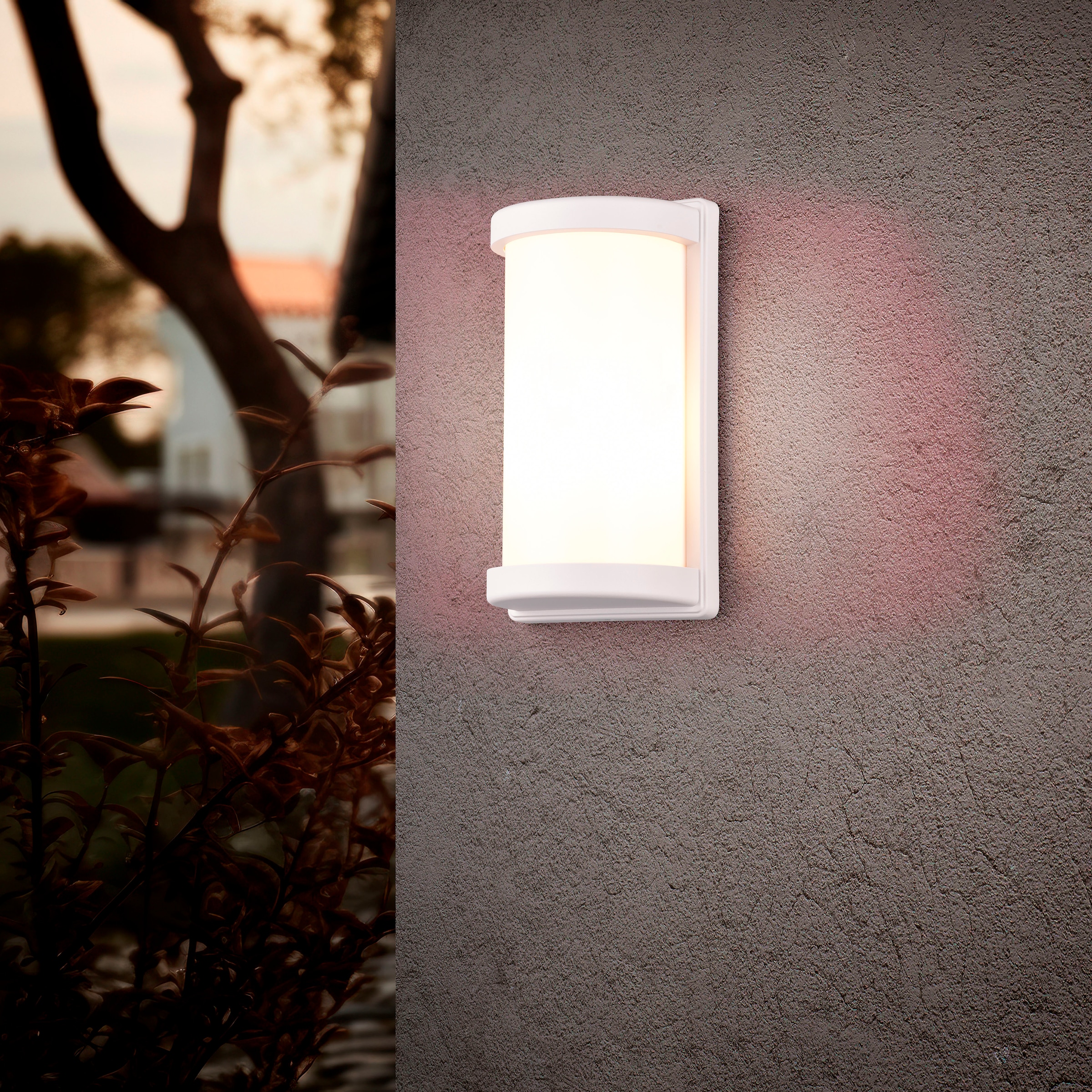 REALITY Leuchten Außen-Wandleuchte »PUELO, Outdoor Wandlampe Hauswand Fassade Garten, exkl 1x E27 max 10W« E27 1 Stk. warmweiß - kaltweiß halbrunde Aussen Wandlampe aus Aluminium, IP44, Höhe 26cm Breite 14 cm
