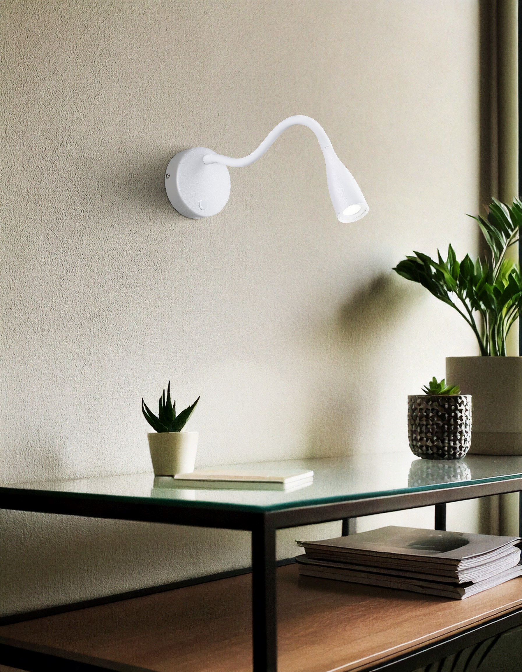 EGLO Wandleuchte »OLIVANDINO 1 Wandlampe - Stahl - LED - 3,8W - IP20« LED-Modul 1 Stk. Warmweiß Wandstrahler, Wandspot, Wohnzimmer, Flur, Schlafzimmer, Ø11 x AL43 cm