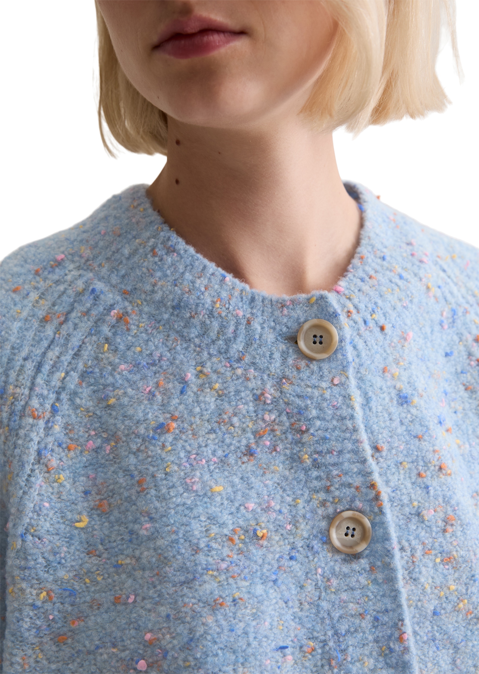 Marc O'Polo DENIM Strickjacke Bouclé, relaxed fit, aus Schurwolle-Viskose-Mix