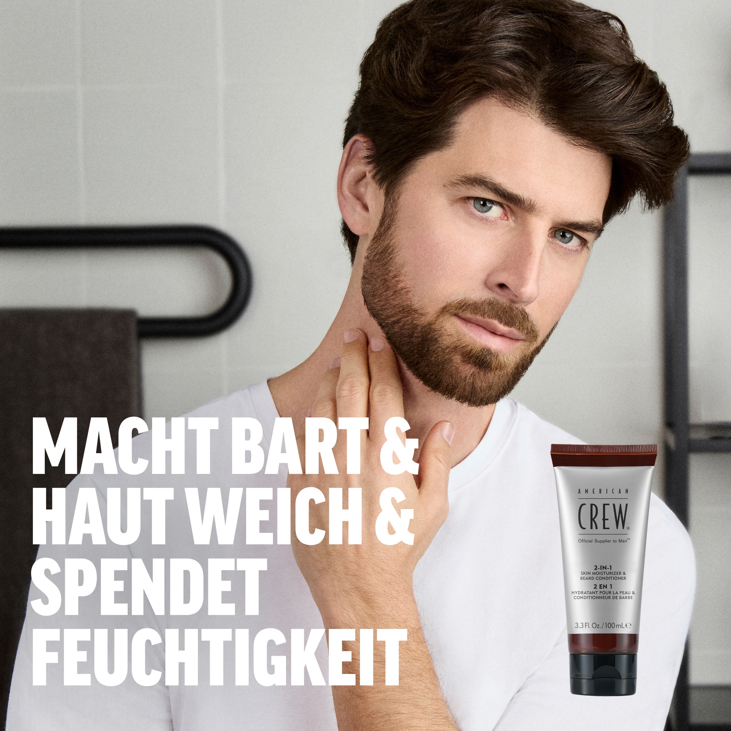 American Crew Bartconditioner »2-IN-1 SKIN MOISTURIZER AND BEARD CONDITIONER« Macht Barthaare weicher & pflegt, stärkt die Haut, ohne Rückstände