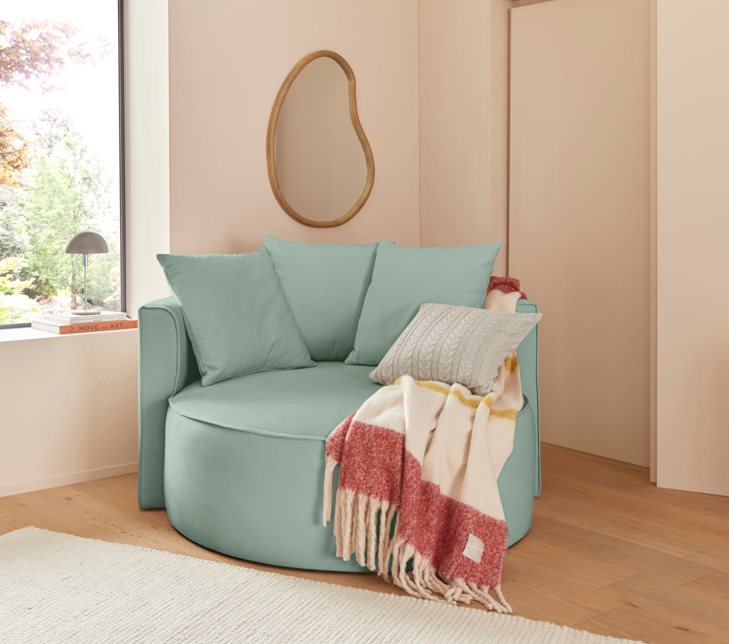 LeGer Home by Lena Gercke XXL-Sessel »Isalie, Lesesessel, Loveseat, inklusive Zierkissen«, extra große Sitzfläche, optional mit Hocker, moderne Farben