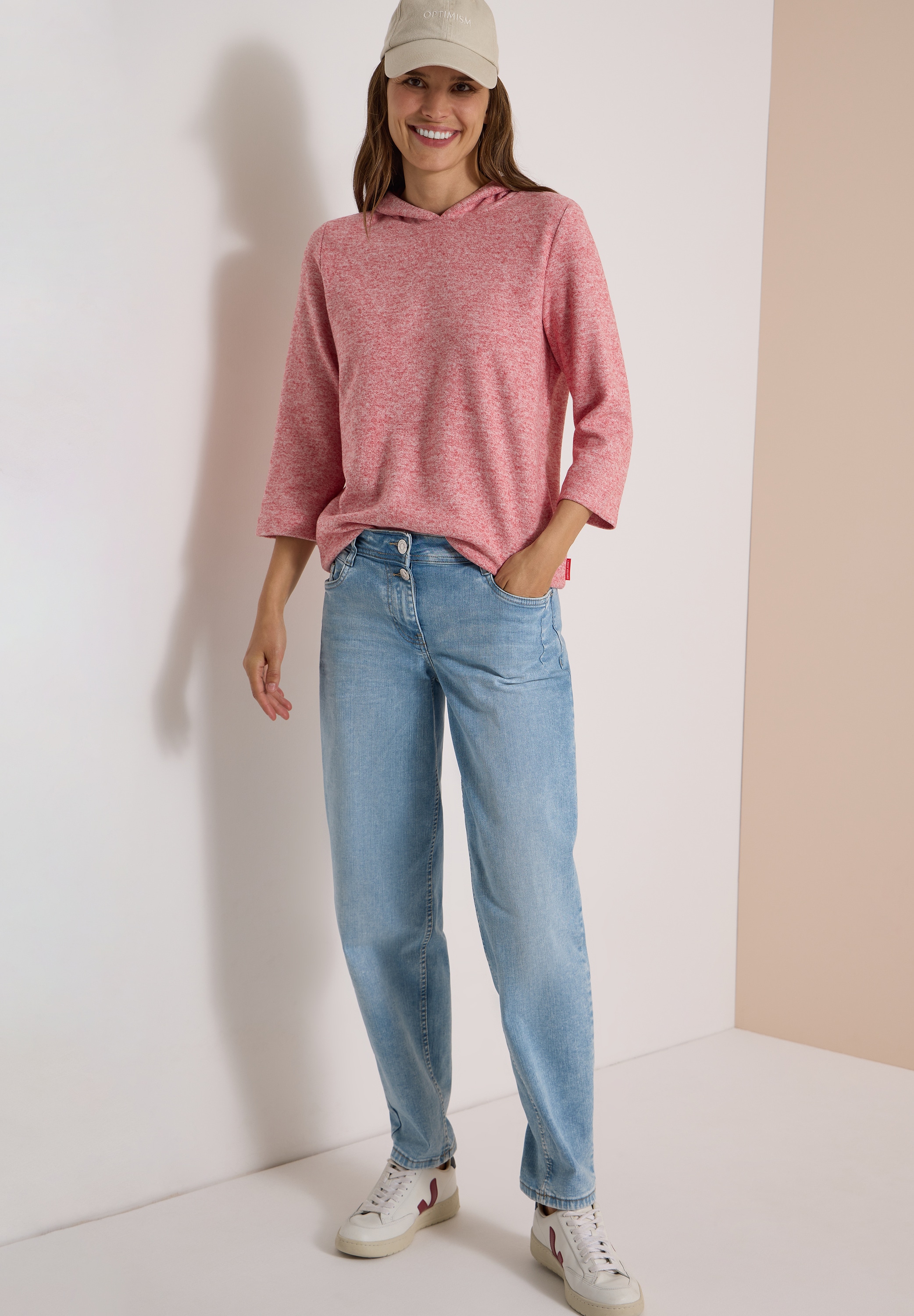 Cecil Kapuzensweatshirt , 3/4-Arm-Shirt im Melange-Look
