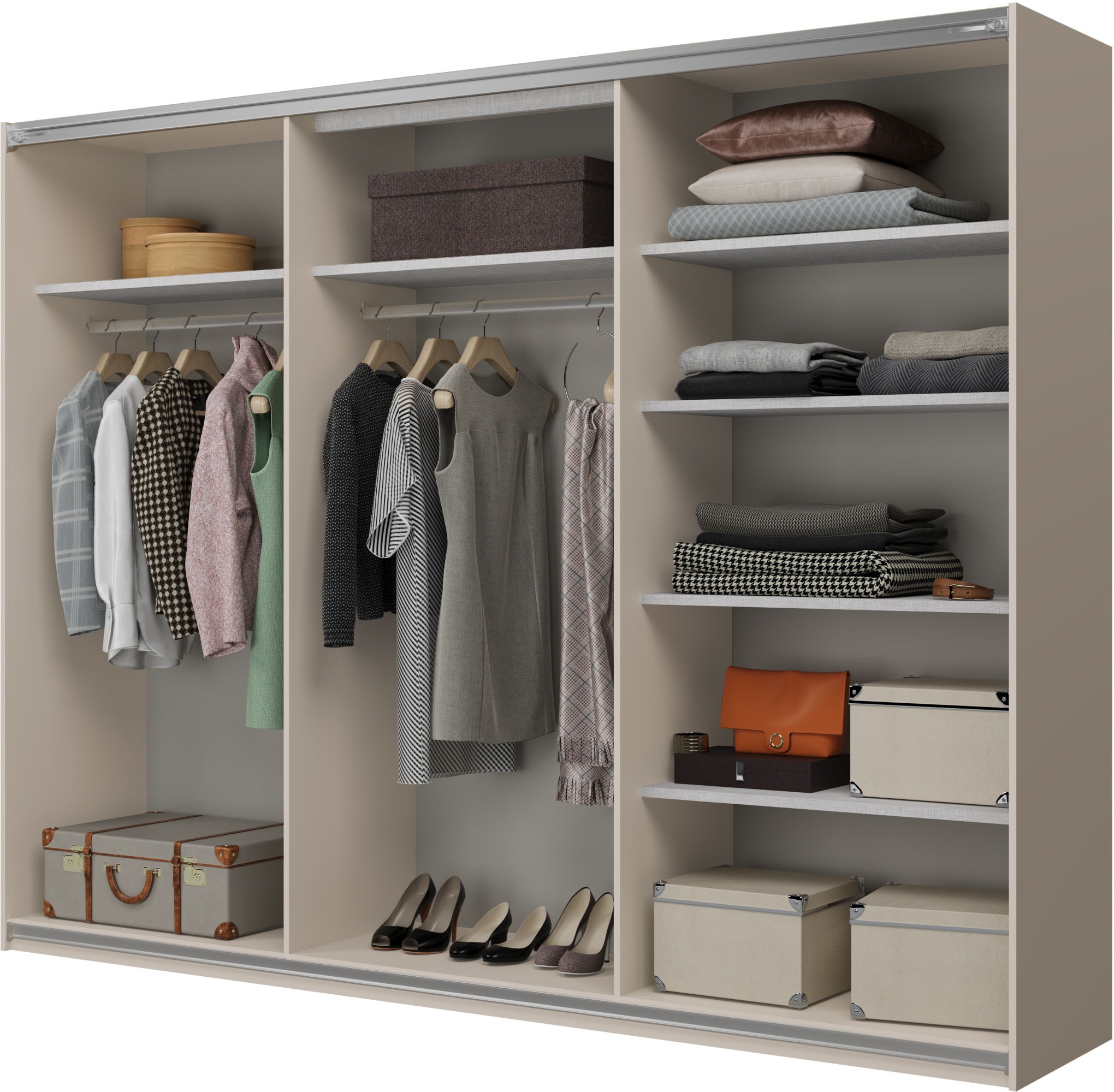 Home affaire Schiebetürenschrank »Cube Garderobenschrank incl.kompletter Innenausstattung« Moderner Kleiderschrank, Schiebetürenschrank, Garderobe