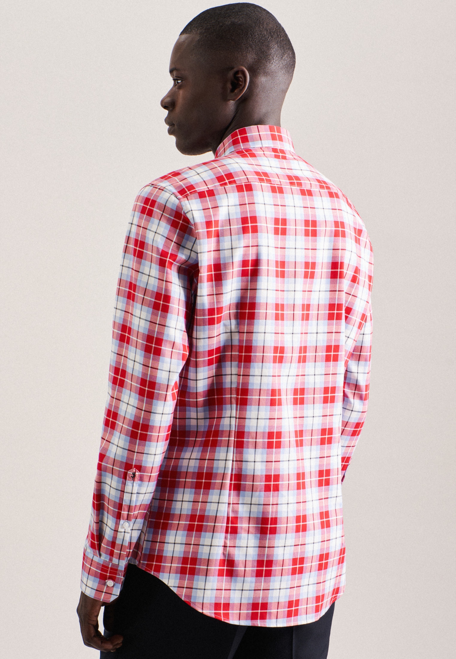 seidensticker Businesshemd »Slim«, Slim Langarm Button-Down-Kragen Karo