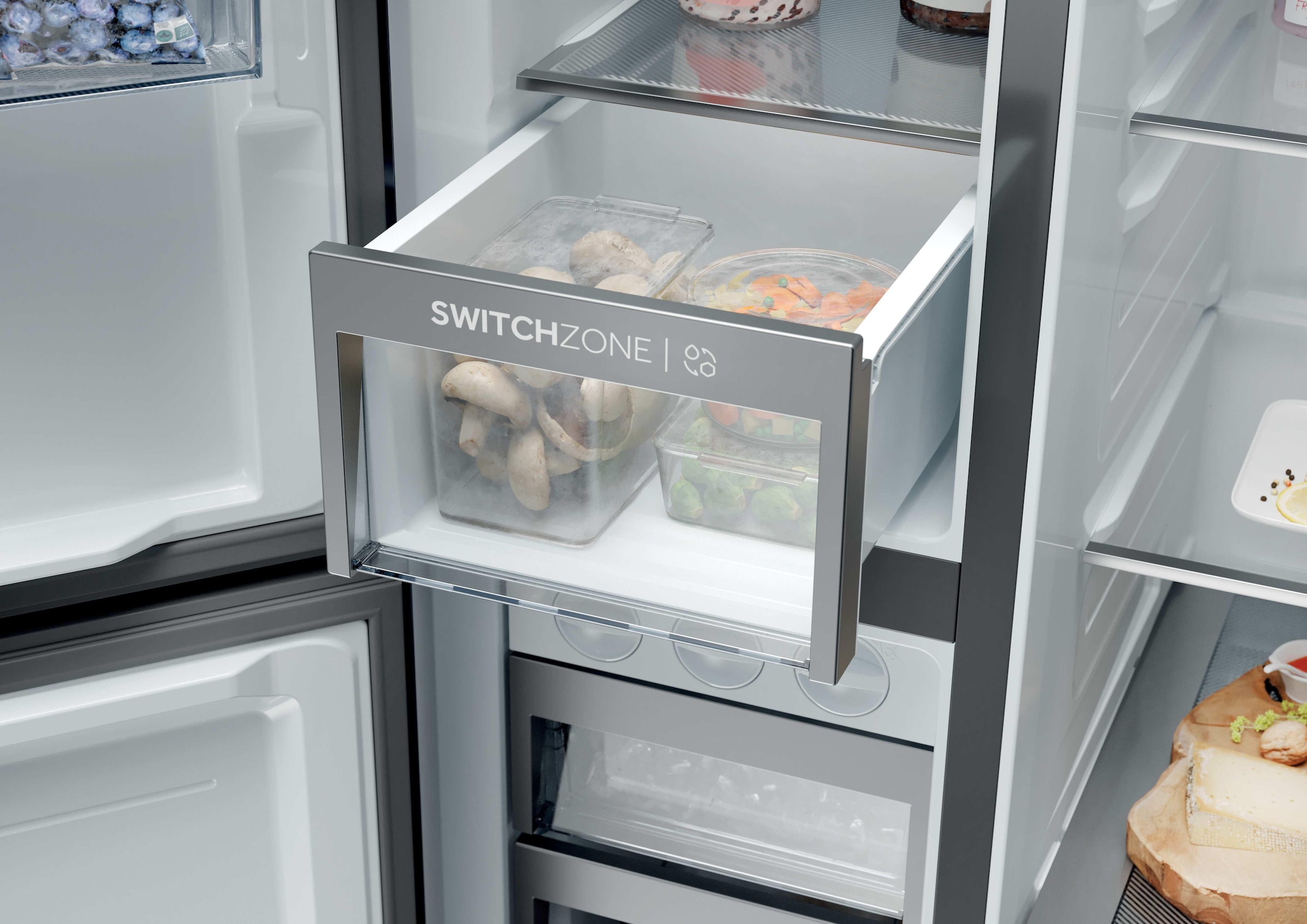 Haier Kühl-/Gefrierkombination »HSPR79F18EWMB« 177,5 cm hoch 90,5 cm breit Humidity Zone: Obst, Gemüse und Salat 2x länger frisch halten