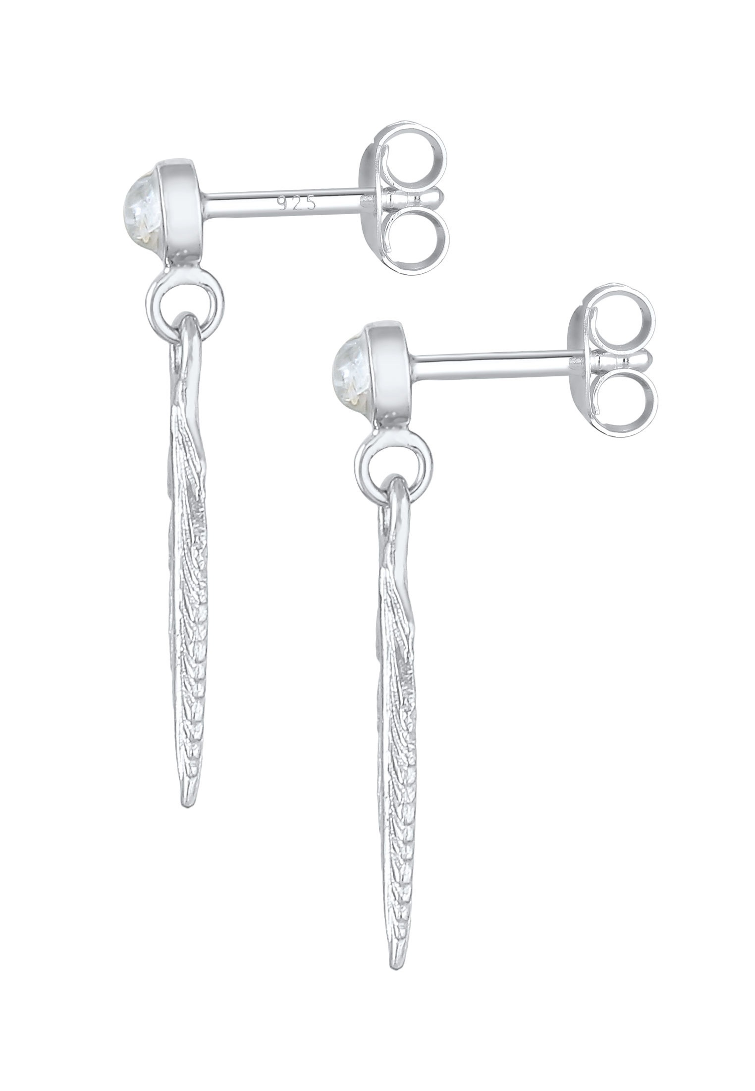 Elli Paar Ohrstecker »Ohrringe Feder Boho Hippie Mondstein 925 Silber«
