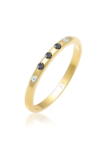 Elli DIAMONDS Verlobungsring »Bandring Weiß Schwarz Diamant (0.075 ct) 375 Gold« kaufen